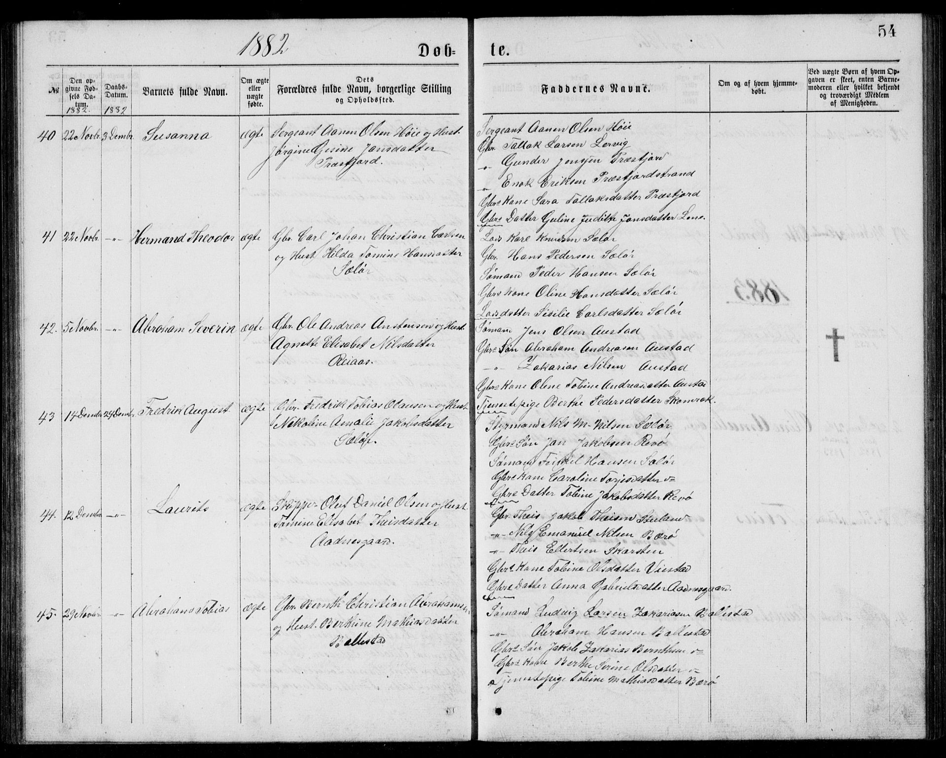 Lyngdal sokneprestkontor, AV/SAK-1111-0029/F/Fb/Fba/L0002: Parish register (copy) no. B 2, 1876-1886, p. 54