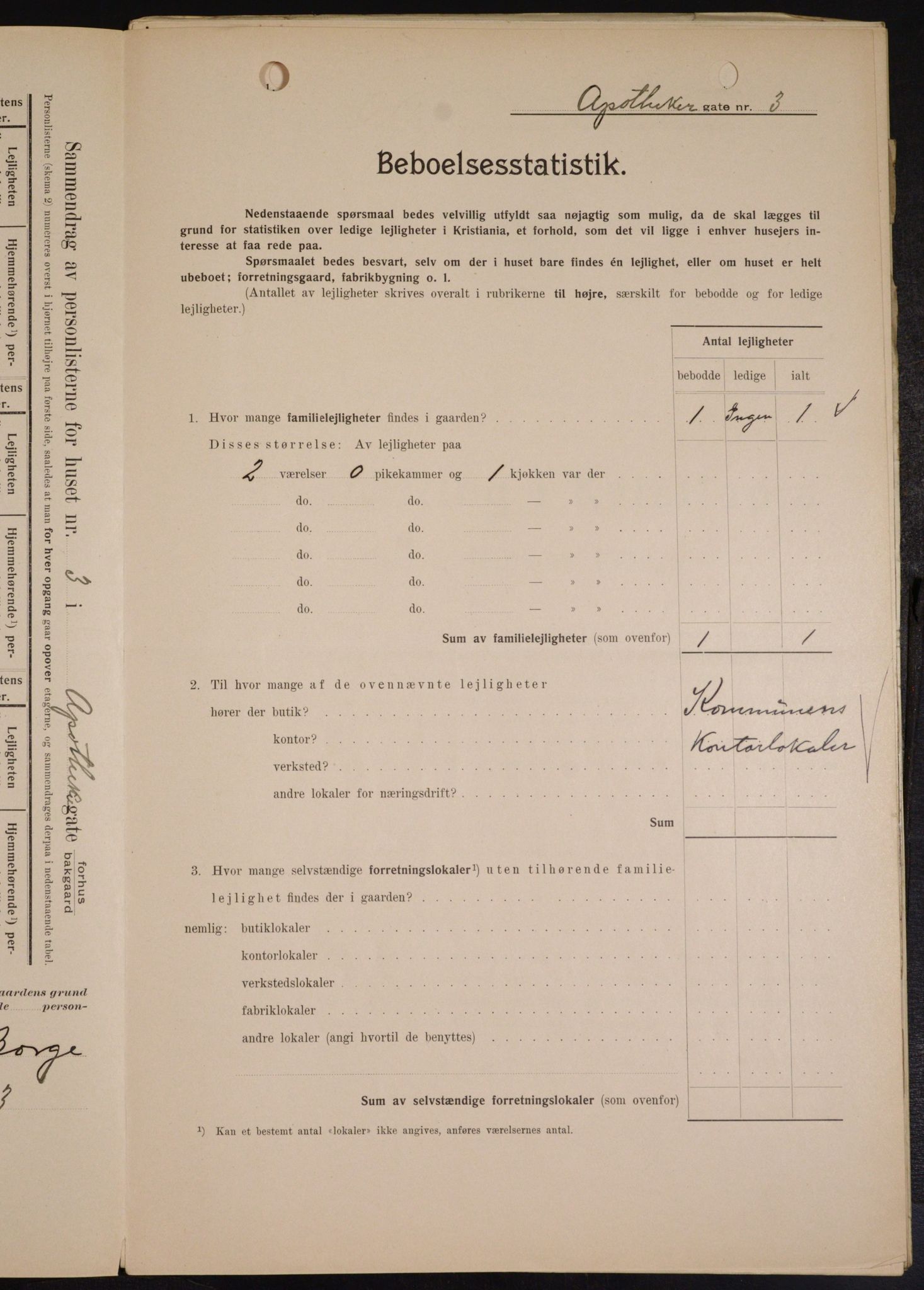 OBA, Municipal Census 1909 for Kristiania, 1909, p. 1353