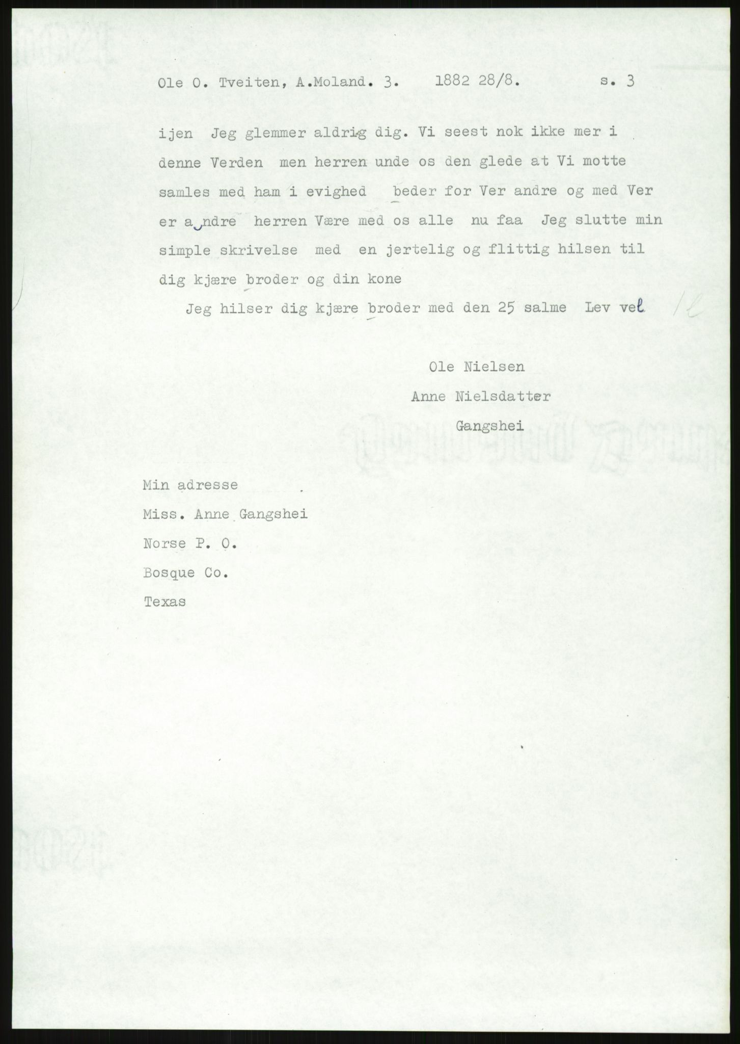 Samlinger til kildeutgivelse, Amerikabrevene, AV/RA-EA-4057/F/L0027: Innlån fra Aust-Agder: Dannevig - Valsgård, 1838-1914, p. 699