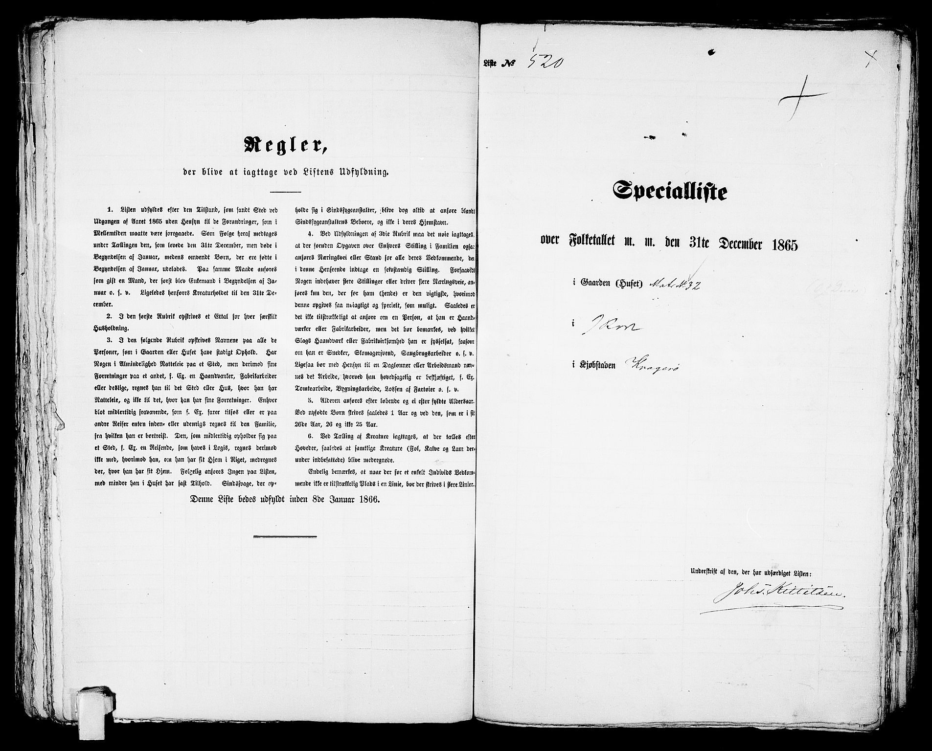 RA, 1865 census for Kragerø/Kragerø, 1865, p. 1056