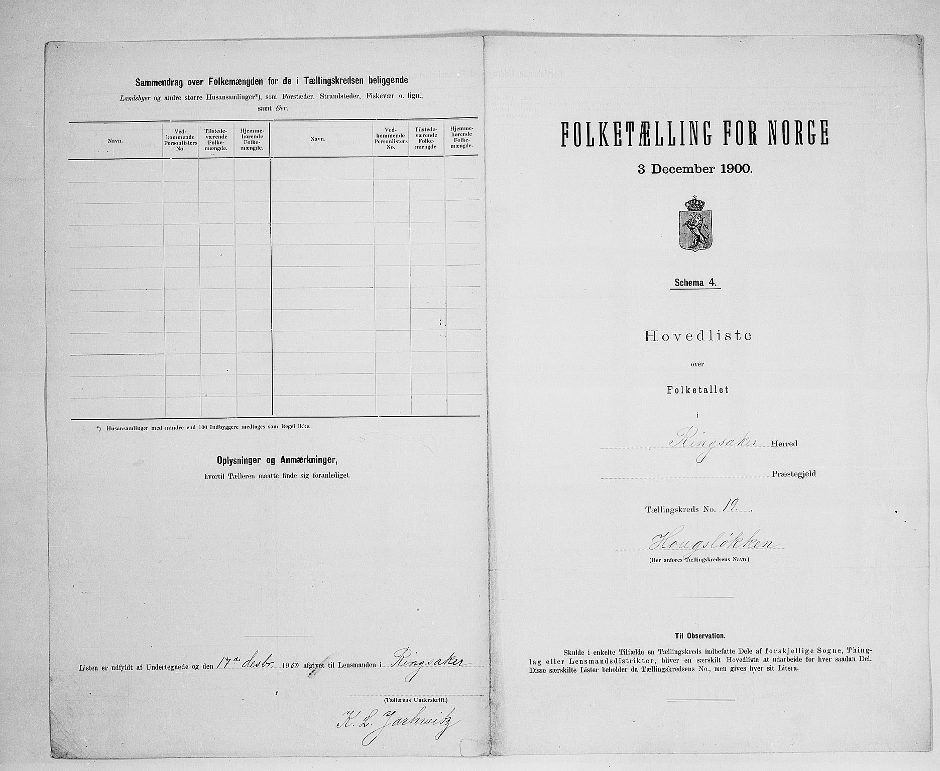 SAH, 1900 census for Ringsaker, 1900, p. 87