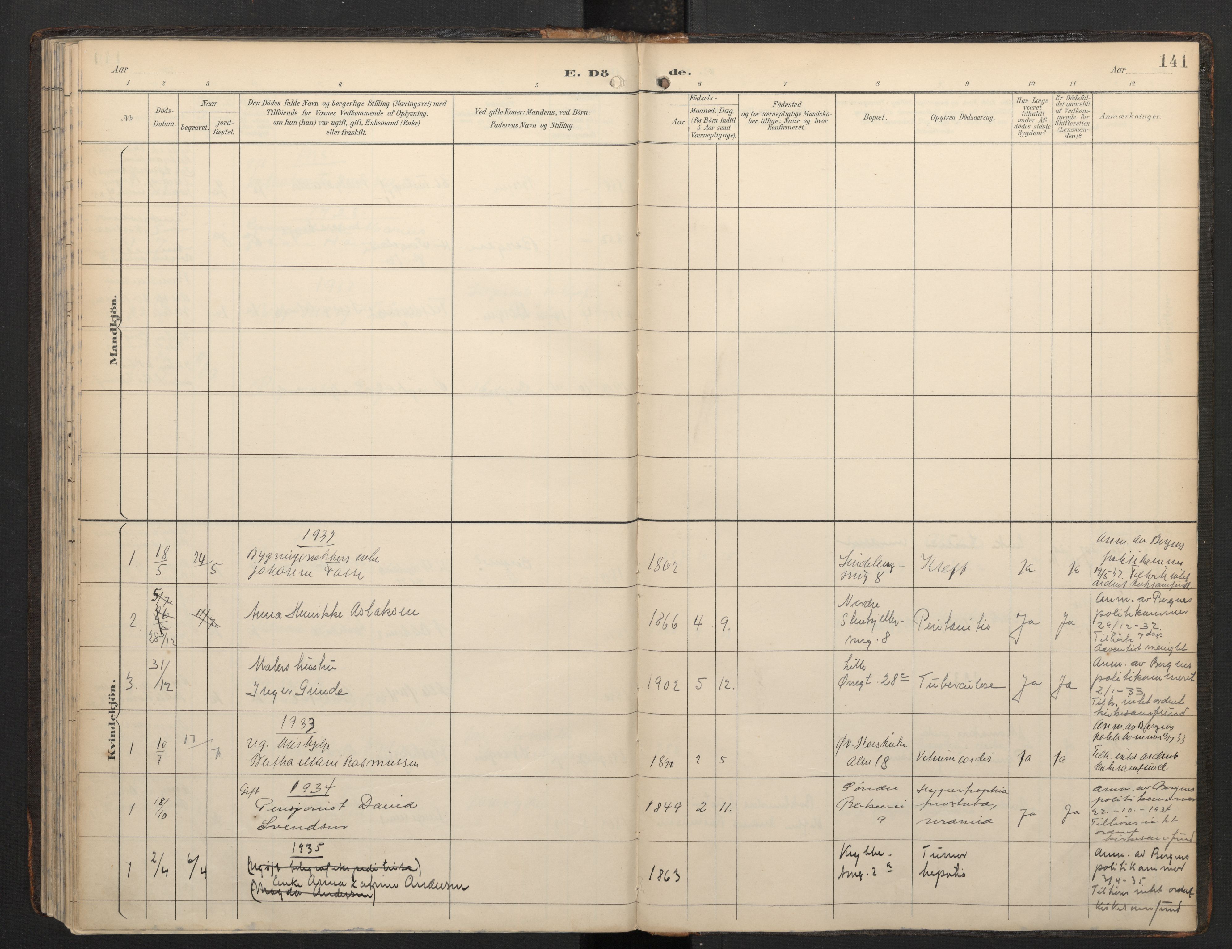 Korskirken sokneprestembete, SAB/A-76101/H/Haa/L0053: Parish register (official) no. G 3, 1892-1988, p. 140b-141a