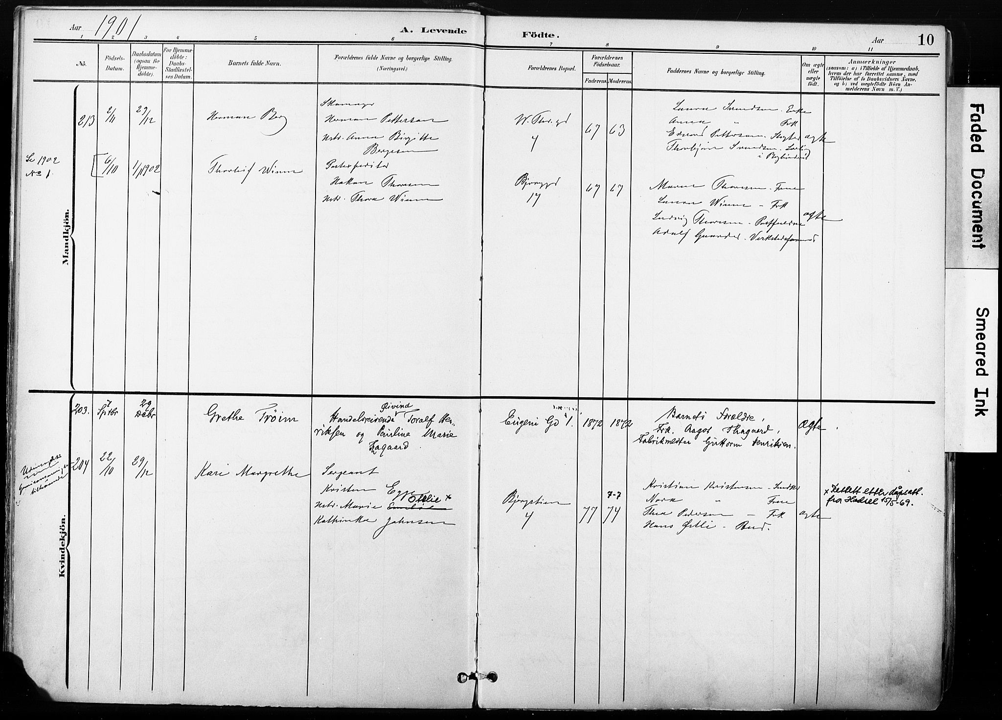 Gamle Aker prestekontor Kirkebøker, AV/SAO-A-10617a/F/L0013: Parish register (official) no. 13, 1901-1908, p. 10