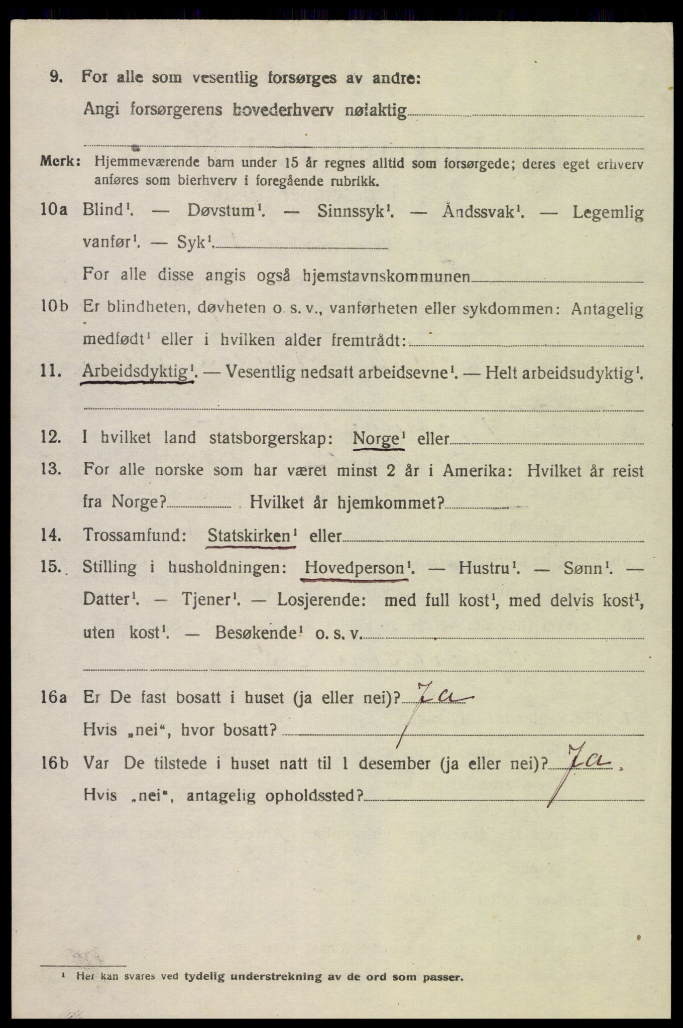 SAK, 1920 census for Feda, 1920, p. 1826