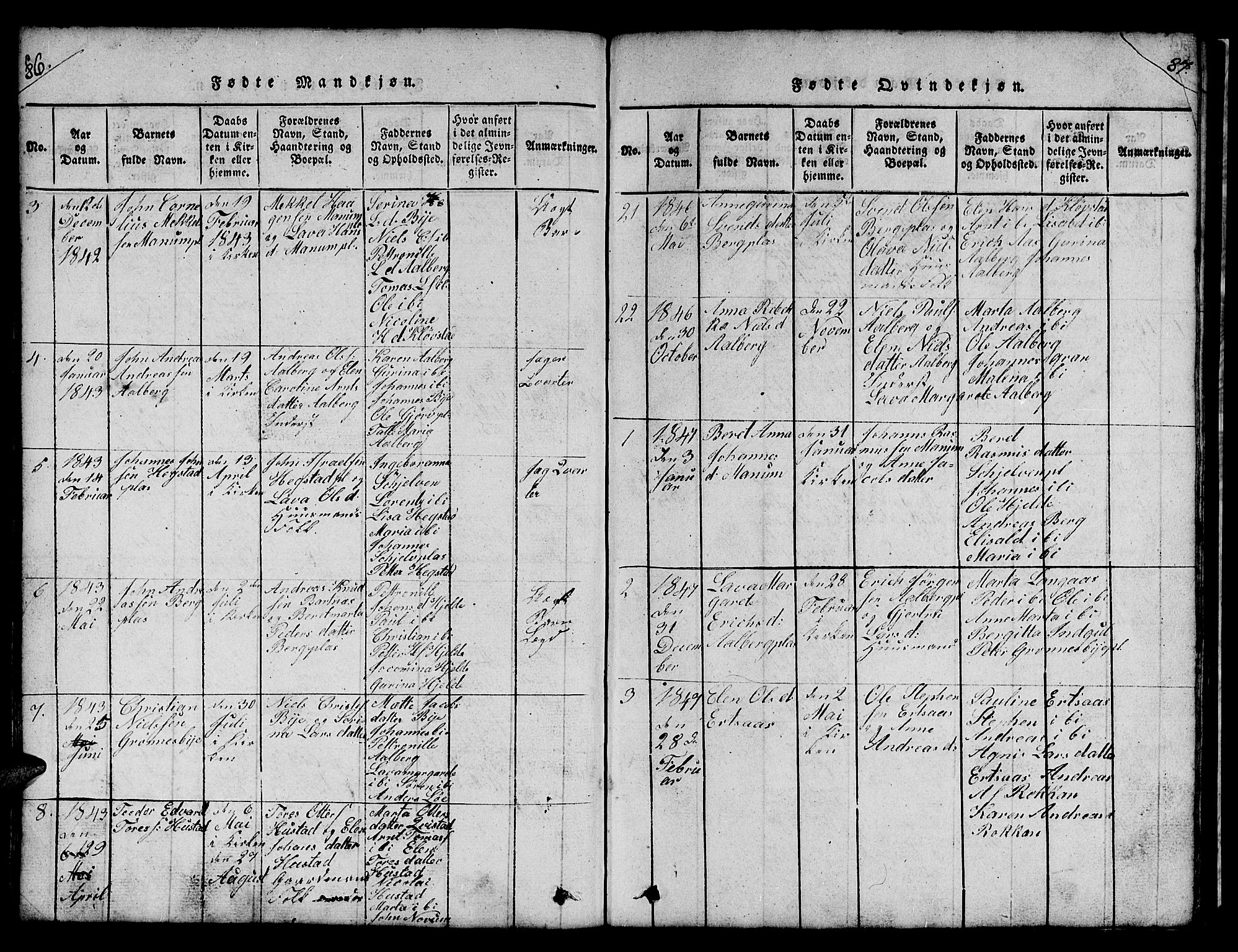 Ministerialprotokoller, klokkerbøker og fødselsregistre - Nord-Trøndelag, SAT/A-1458/732/L0317: Parish register (copy) no. 732C01, 1816-1881, p. 86-87