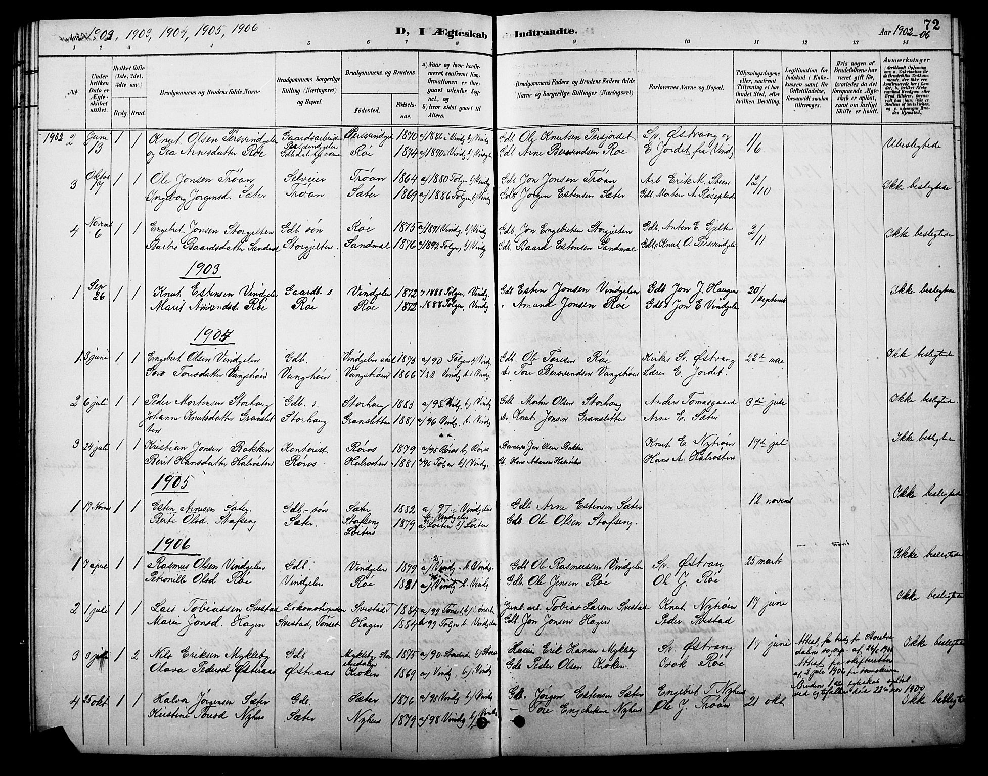 Tolga prestekontor, AV/SAH-PREST-062/L/L0010: Parish register (copy) no. 10, 1894-1918, p. 72