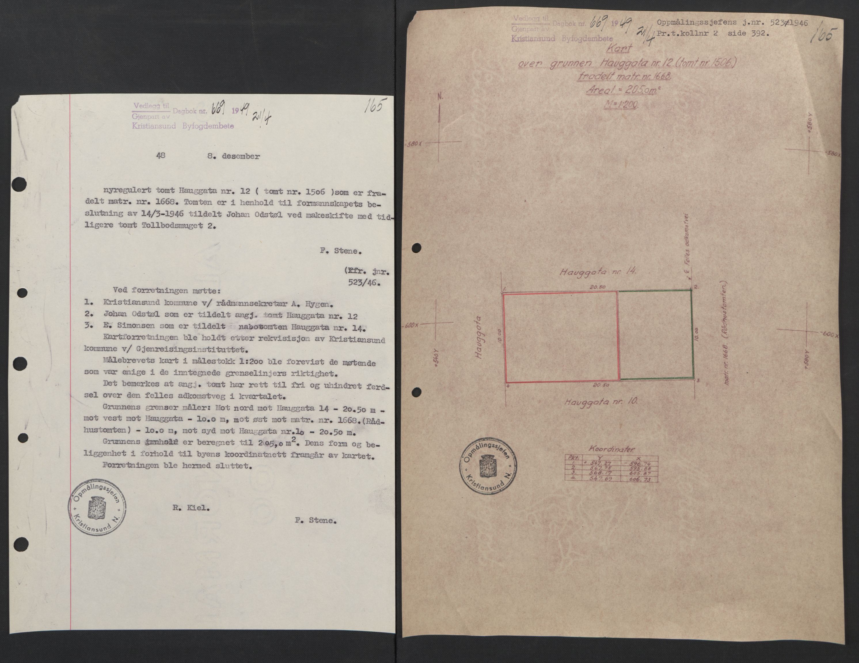 Kristiansund byfogd, AV/SAT-A-4587/A/27: Mortgage book no. 42, 1947-1950, Diary no: : 669/1949