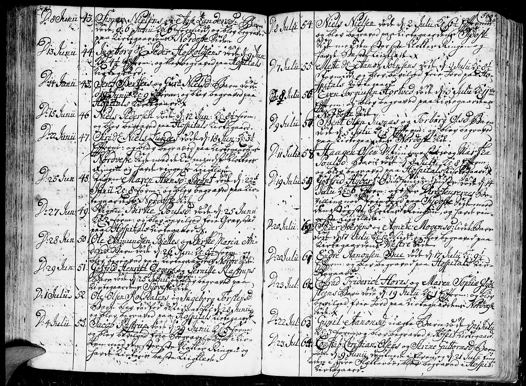 Kristiansand domprosti, AV/SAK-1112-0006/F/Fa/L0001: Parish register (official) no. A 1, 1734-1793, p. 508-509