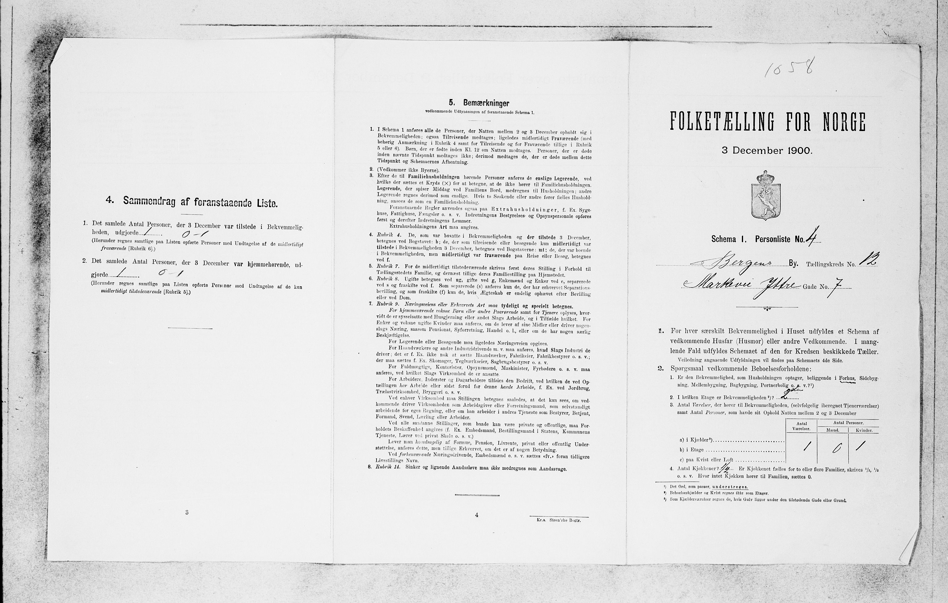 SAB, 1900 census for Bergen, 1900, p. 2200