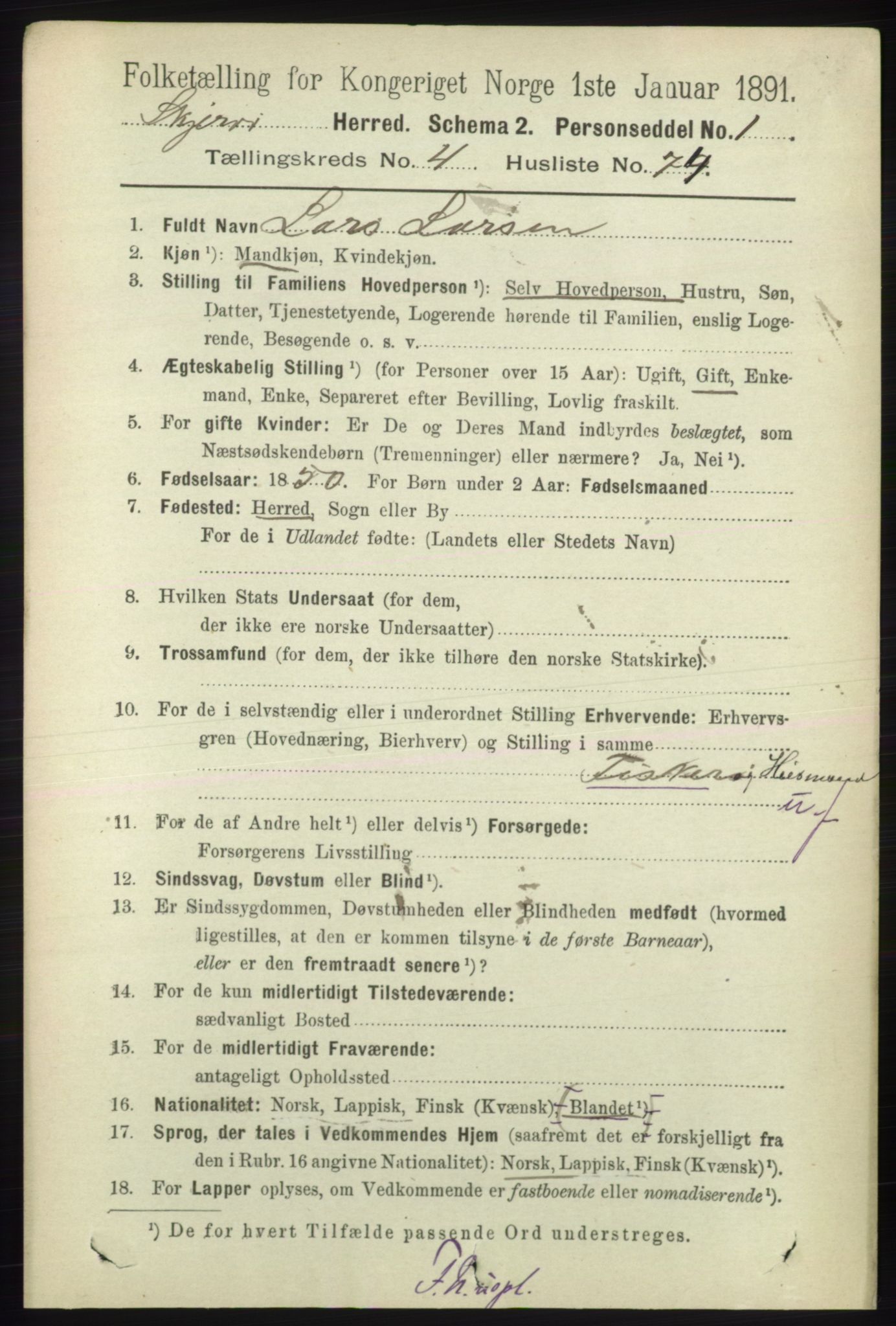 RA, 1891 census for 1941 Skjervøy, 1891, p. 2853