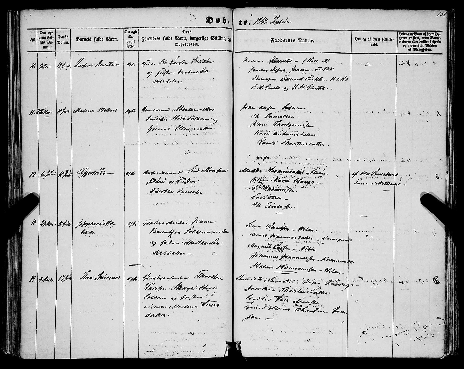 St. Jørgens hospital og Årstad sokneprestembete, AV/SAB-A-99934: Parish register (official) no. A 5, 1857-1869, p. 150