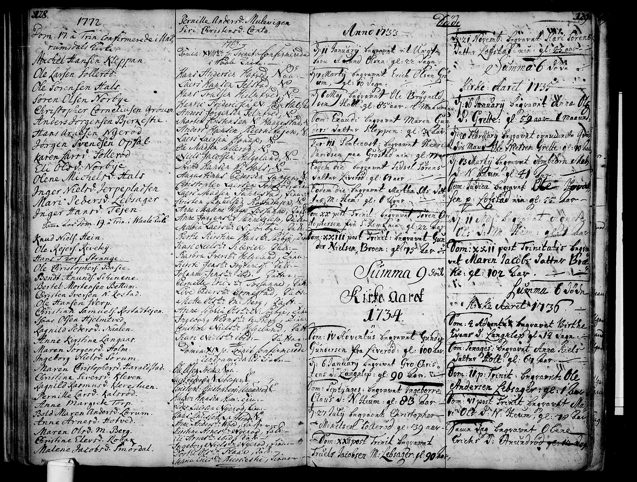 Våle kirkebøker, SAKO/A-334/F/Fa/L0004: Parish register (official) no. I 4 /1, 1732-1773, p. 128-129