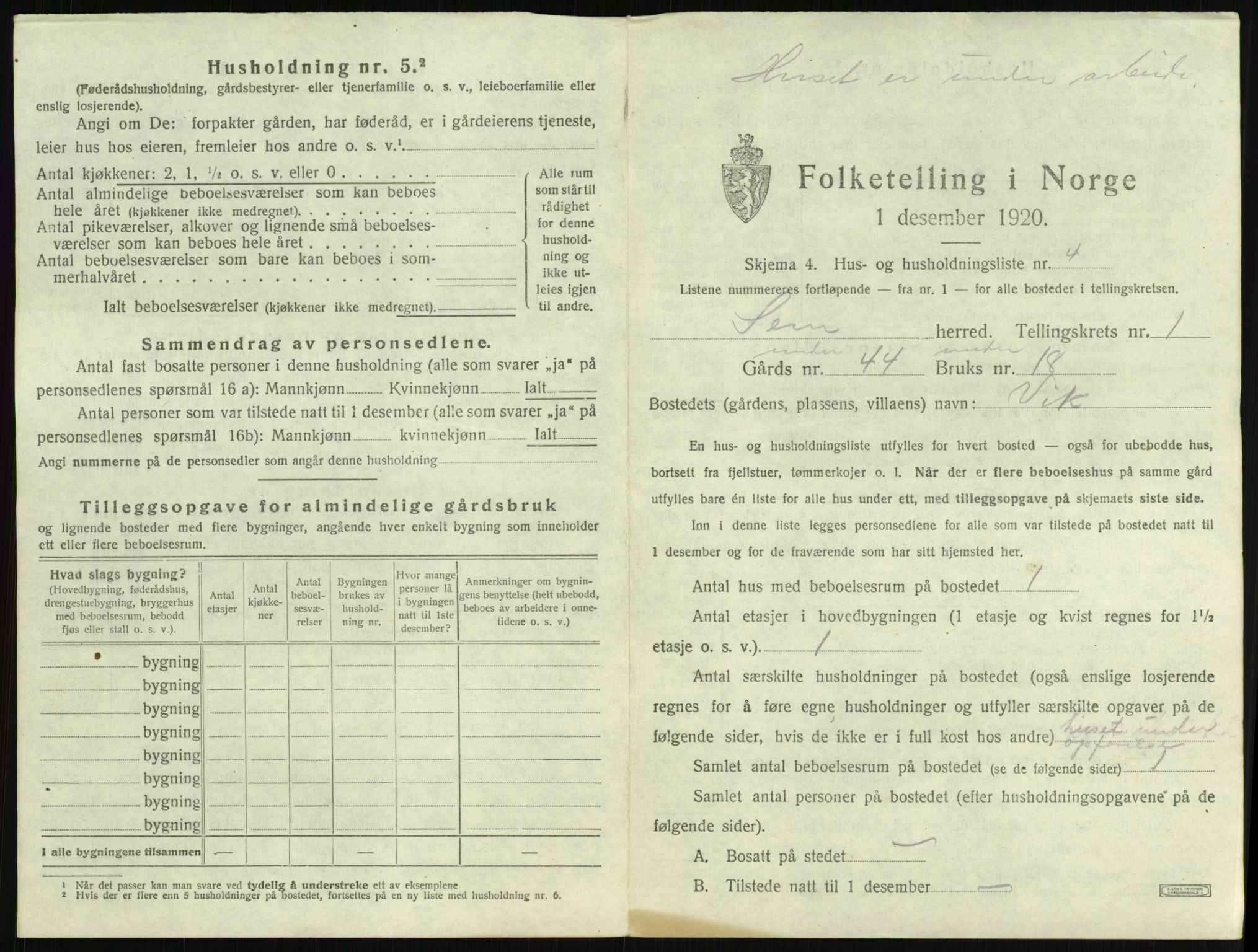 SAKO, 1920 census for Sem, 1920, p. 78