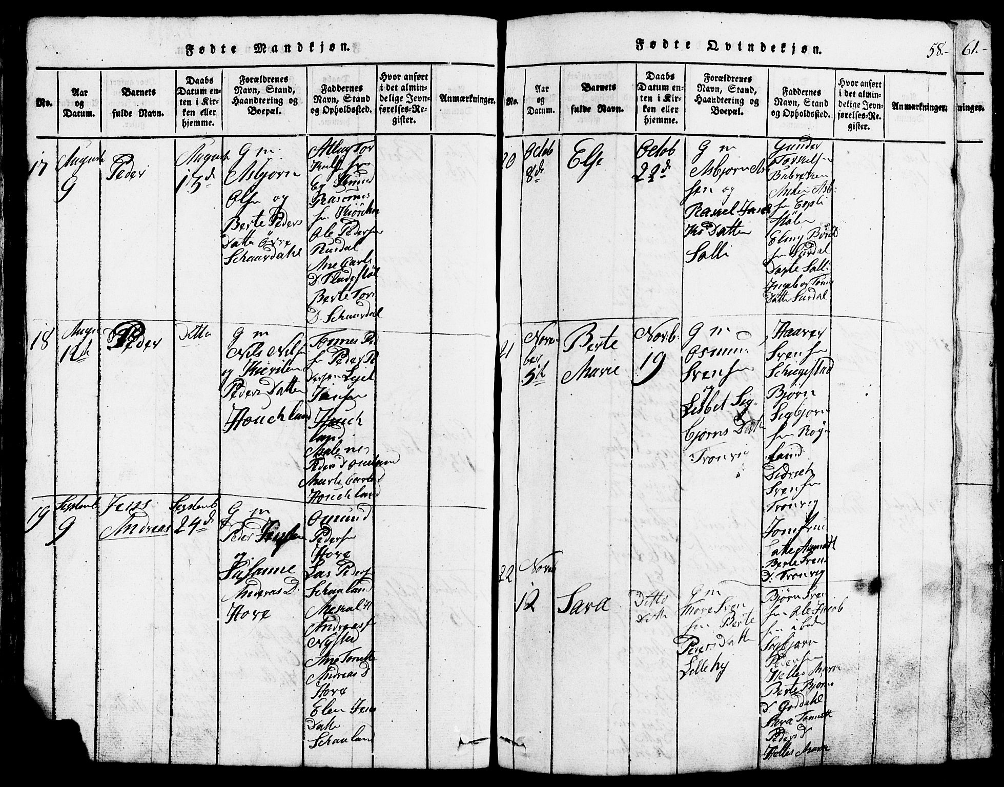 Lund sokneprestkontor, AV/SAST-A-101809/S07/L0002: Parish register (copy) no. B 2, 1816-1832, p. 58