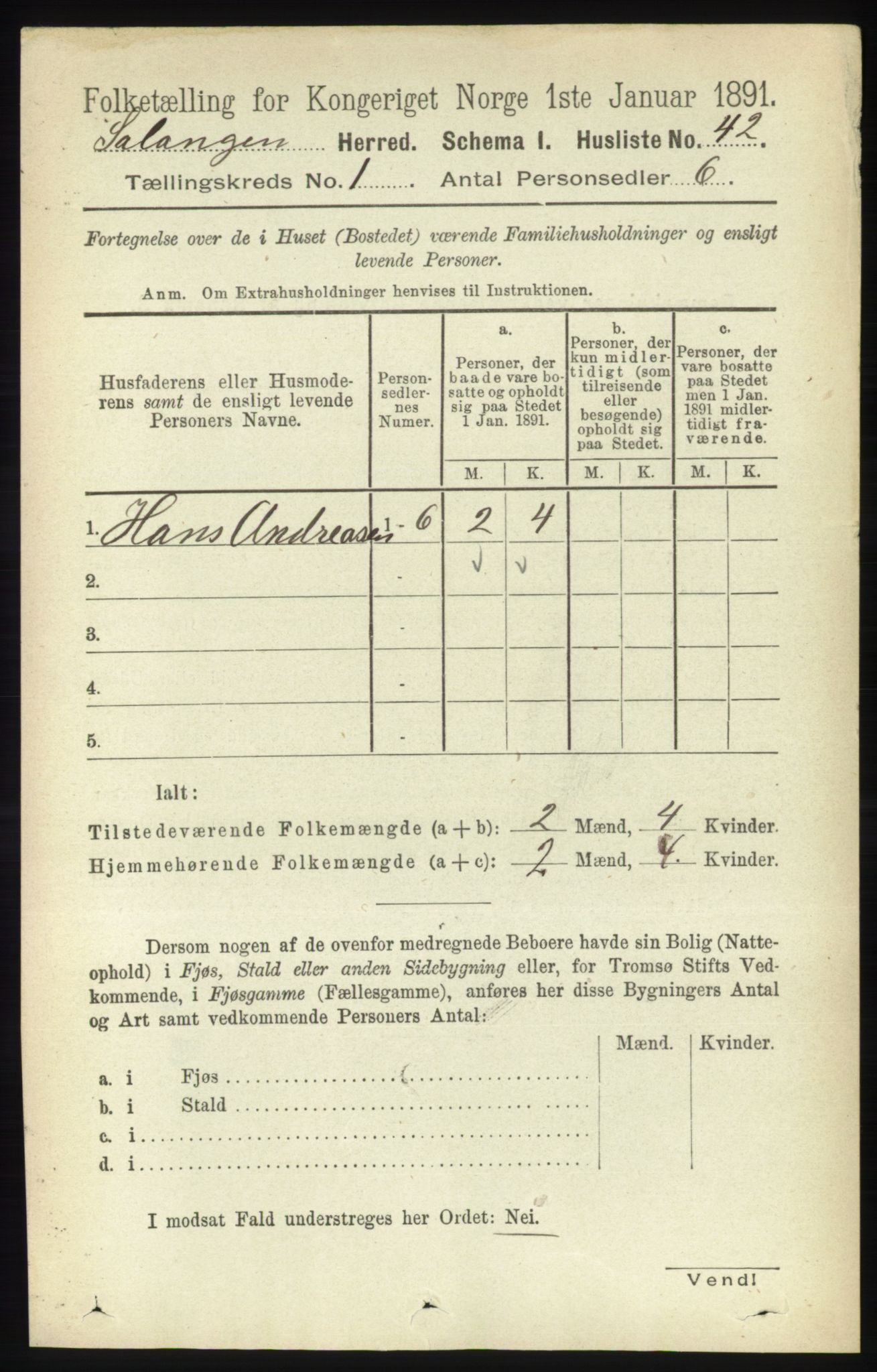 RA, 1891 census for 1921 Salangen, 1891, p. 55
