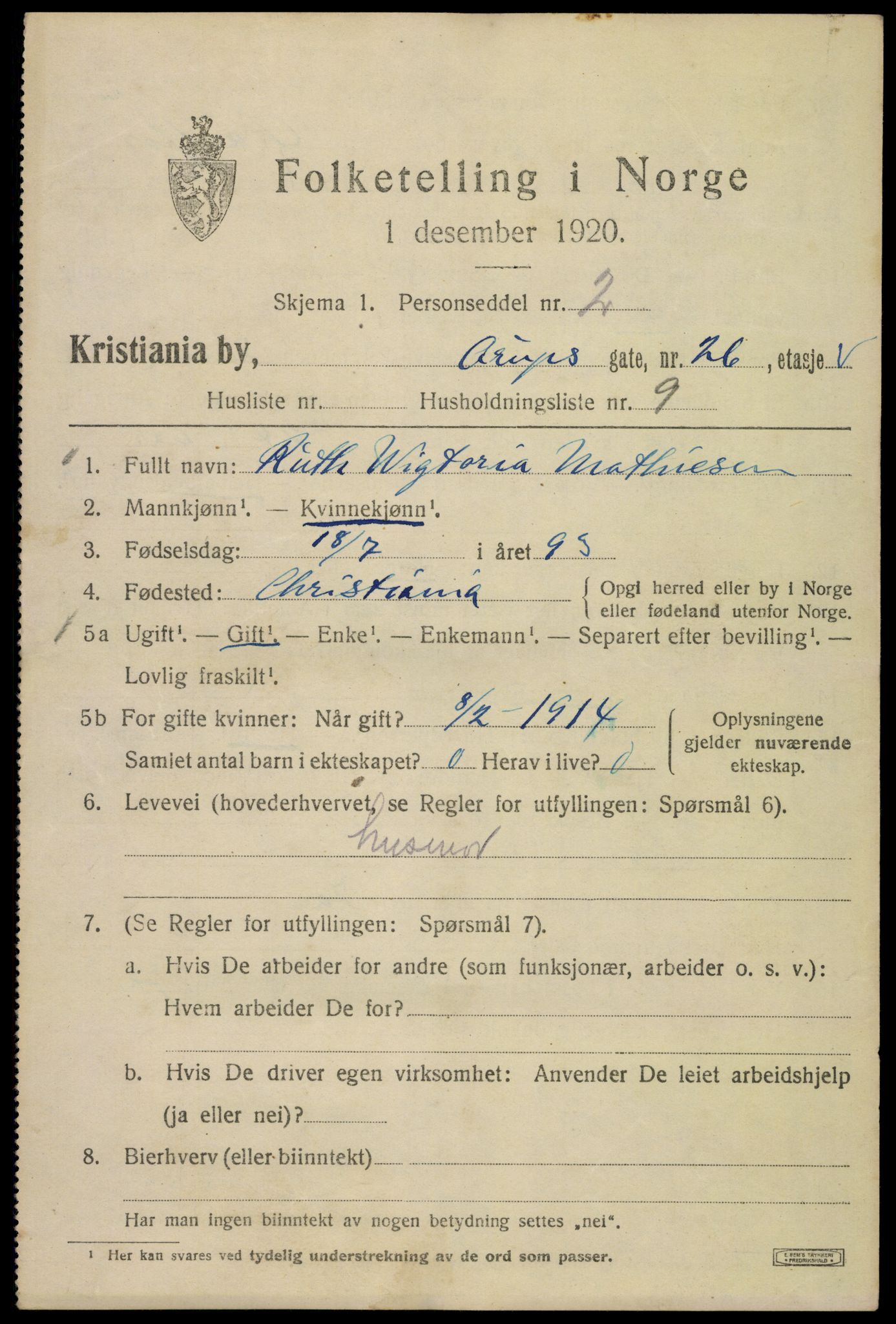 SAO, 1920 census for Kristiania, 1920, p. 146683