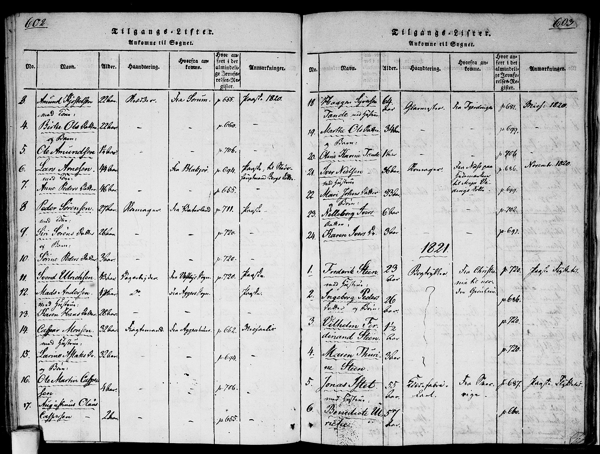 Gamlebyen prestekontor Kirkebøker, SAO/A-10884/F/Fa/L0002: Parish register (official) no. 2, 1817-1829, p. 602-603