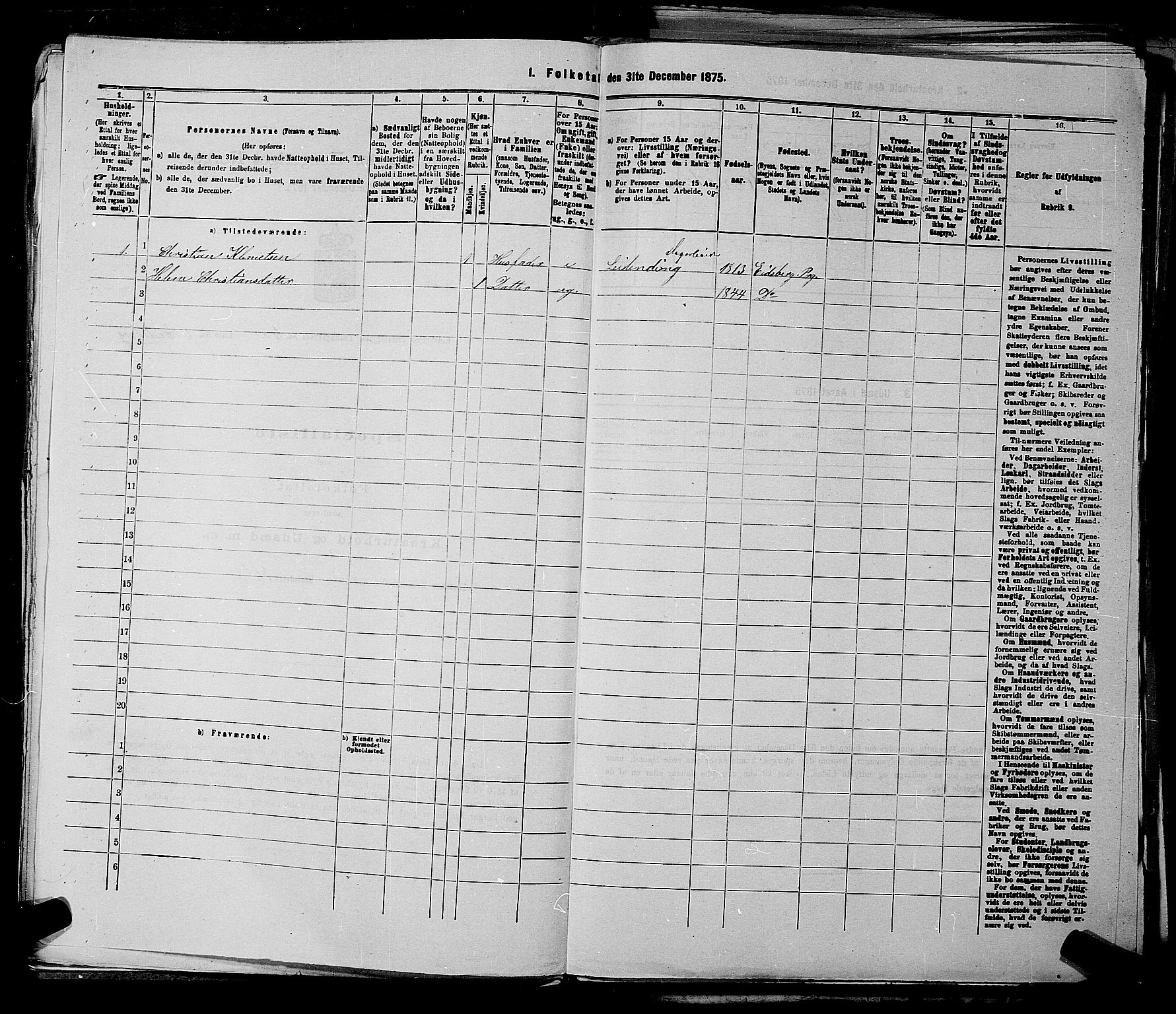 RA, 1875 census for 0125P Eidsberg, 1875, p. 1146