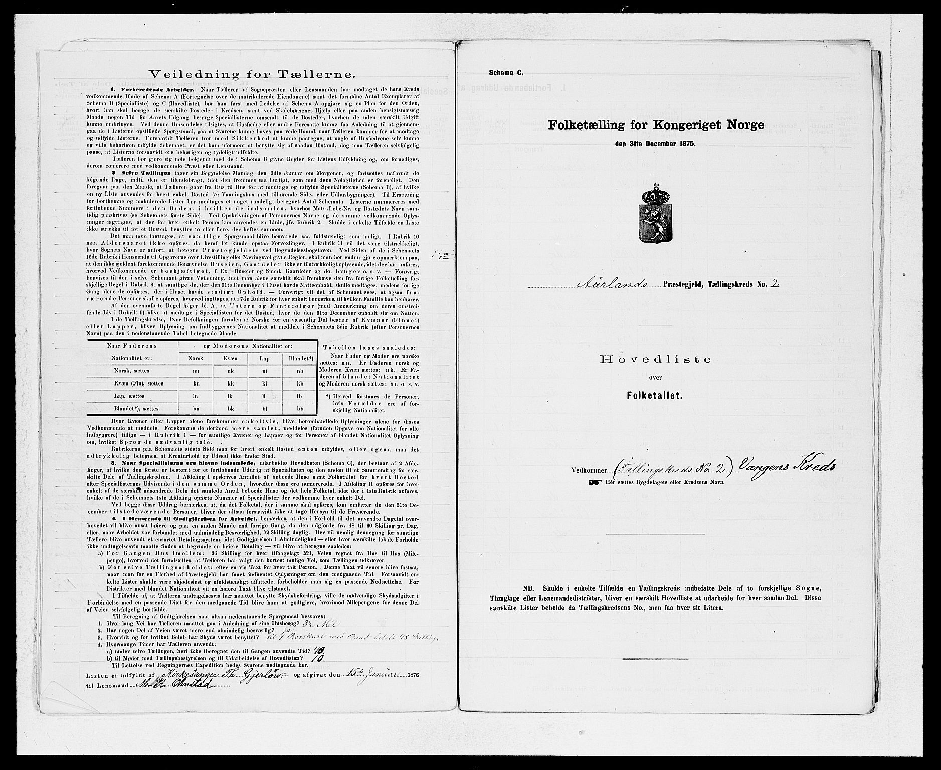 SAB, 1875 census for 1421P Aurland, 1875, p. 6