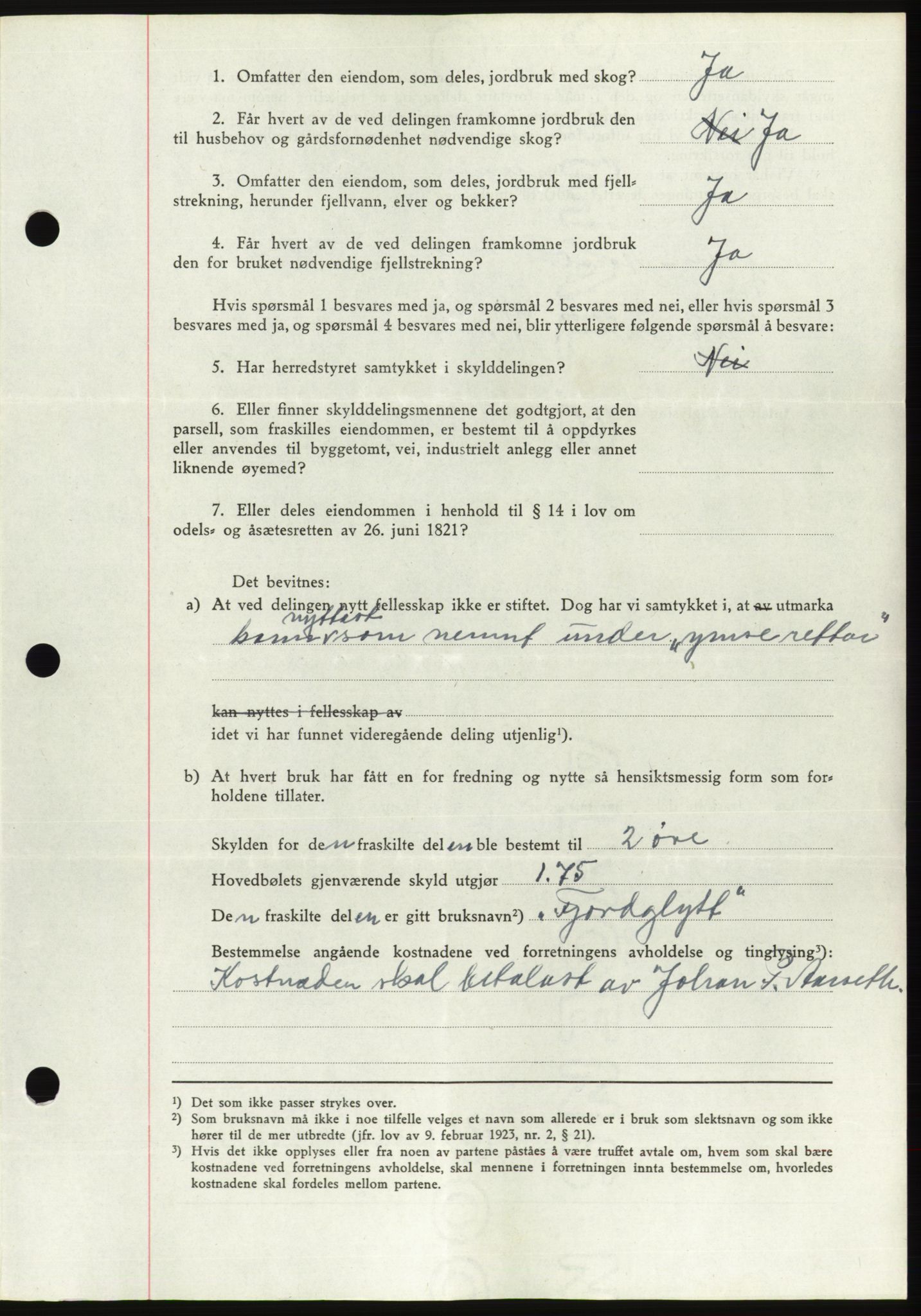 Søre Sunnmøre sorenskriveri, AV/SAT-A-4122/1/2/2C/L0077: Mortgage book no. 3A, 1945-1946, Diary no: : 401/1945