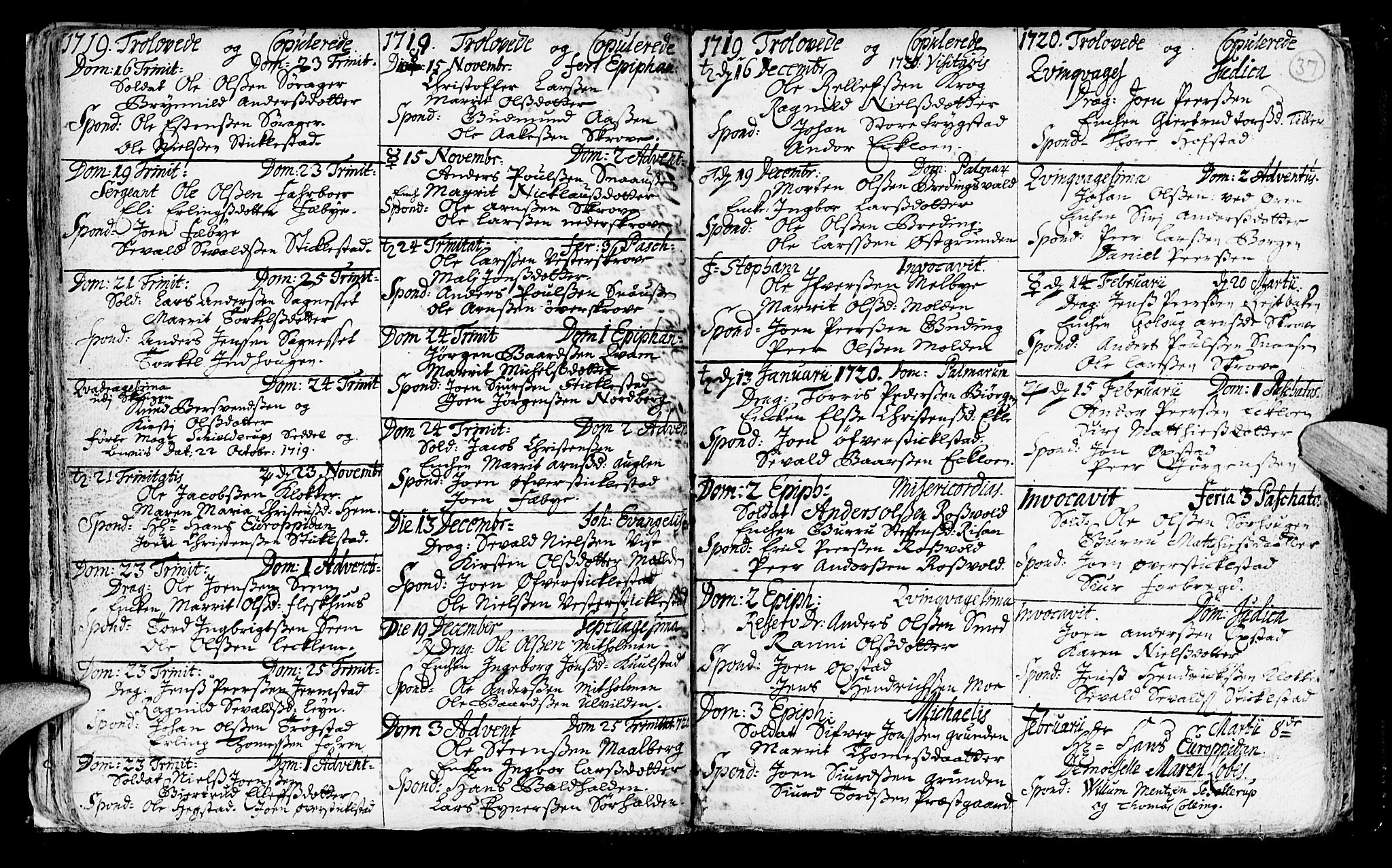 Ministerialprotokoller, klokkerbøker og fødselsregistre - Nord-Trøndelag, SAT/A-1458/723/L0230: Parish register (official) no. 723A01, 1705-1747, p. 37