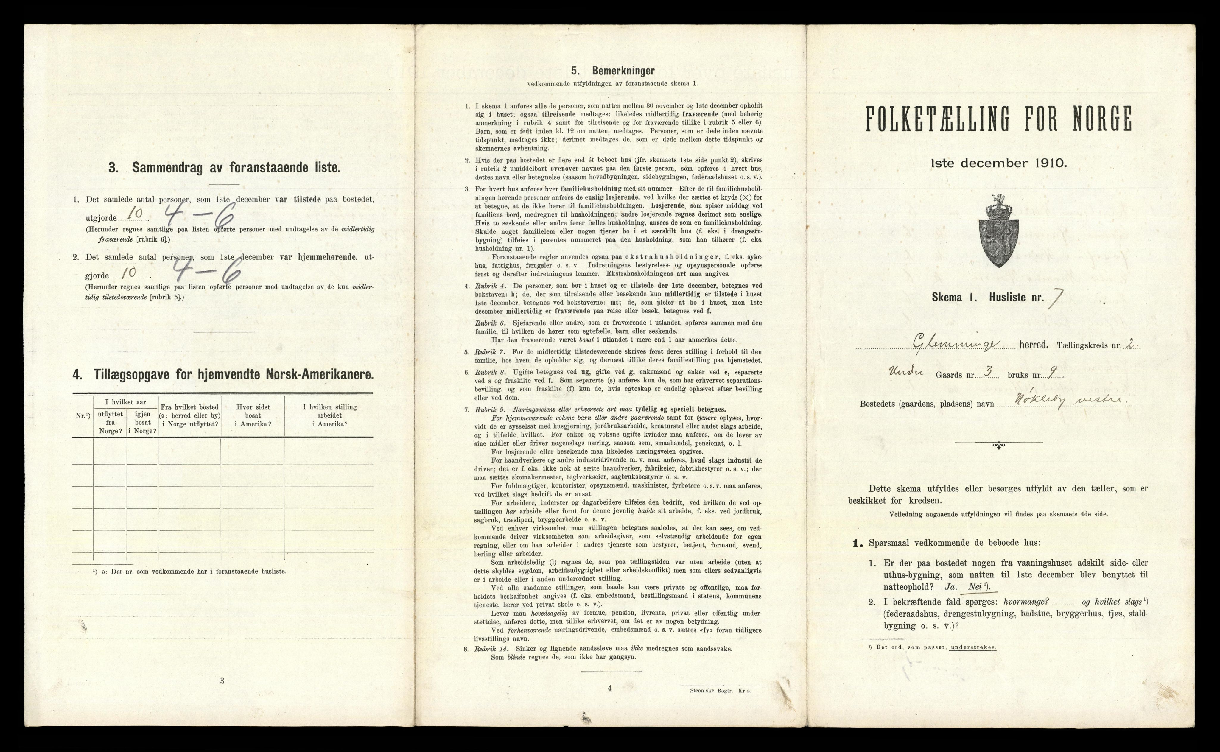 RA, 1910 census for Glemmen, 1910, p. 464