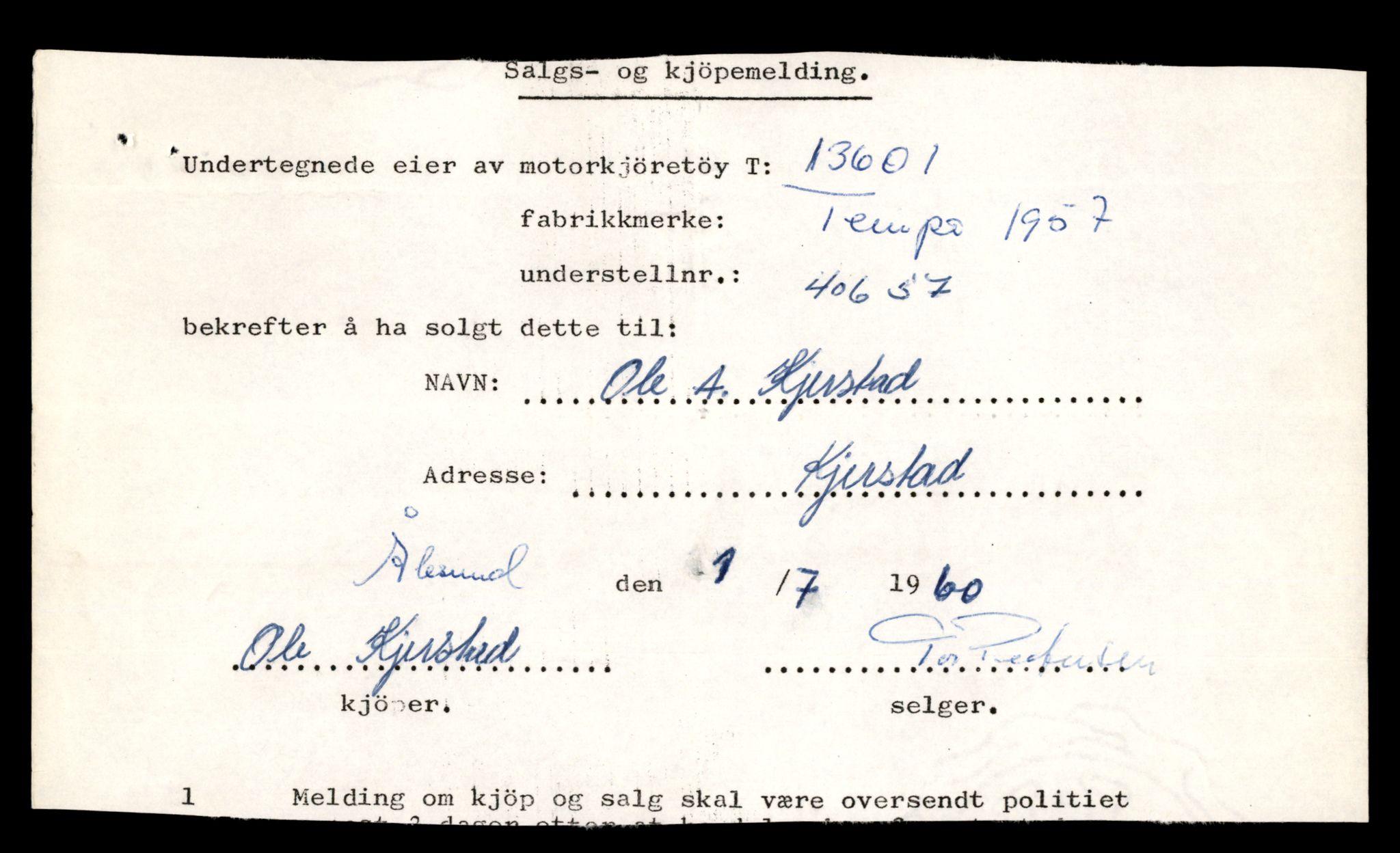 Møre og Romsdal vegkontor - Ålesund trafikkstasjon, AV/SAT-A-4099/F/Fe/L0040: Registreringskort for kjøretøy T 13531 - T 13709, 1927-1998, p. 1266