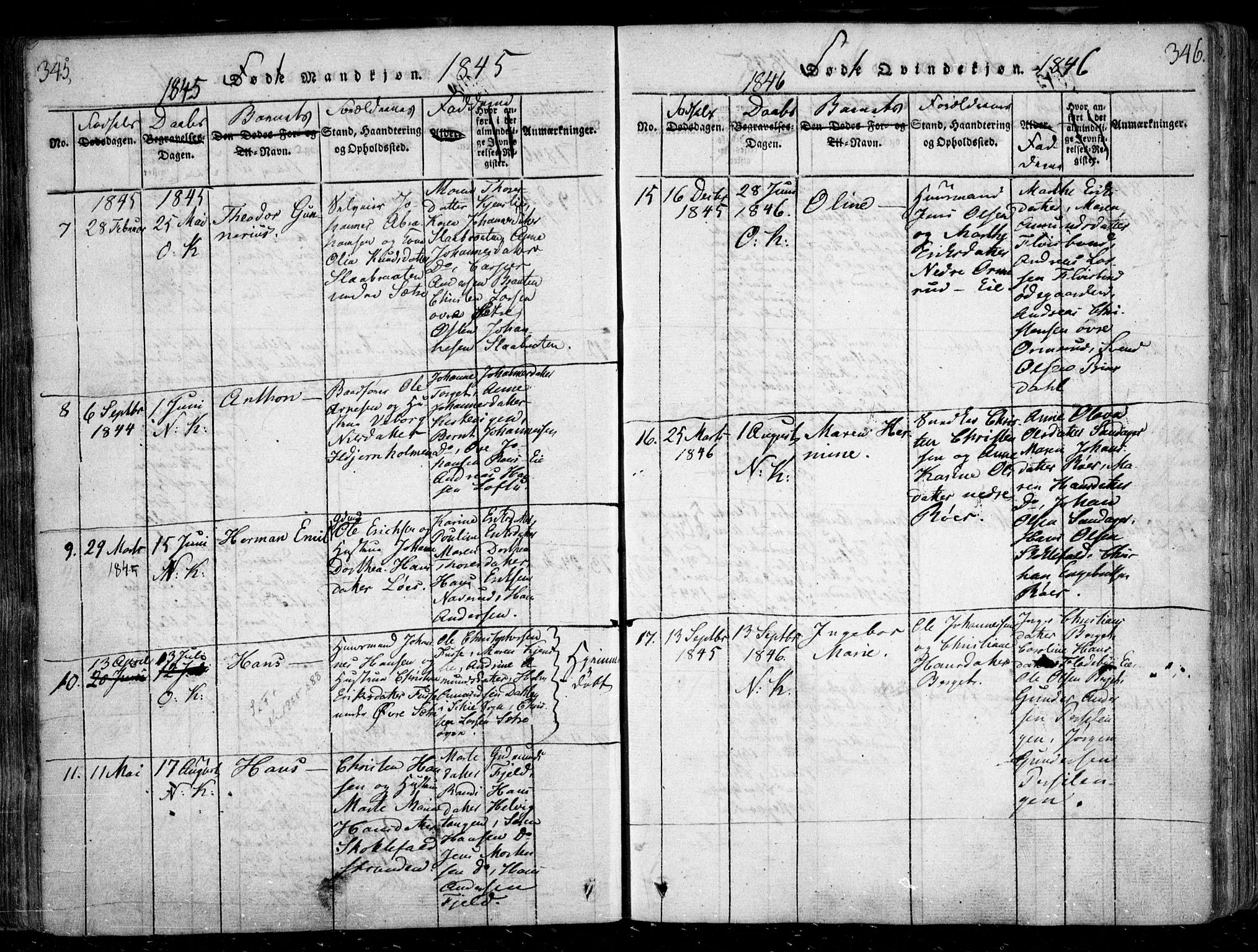 Nesodden prestekontor Kirkebøker, AV/SAO-A-10013/F/Fa/L0006: Parish register (official) no. I 6, 1814-1847, p. 345-346