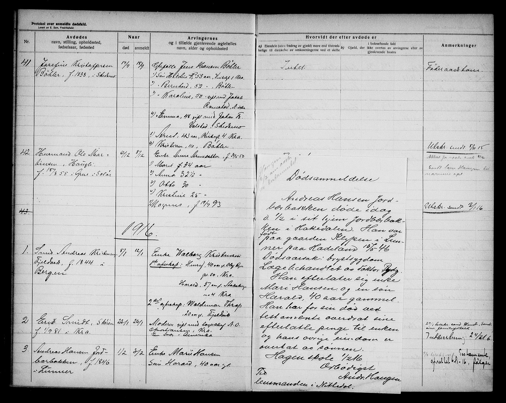 Nittedal lensmannskontor, AV/SAO-A-10454/H/Ha/L0003: Dødsfallsprotokoll, 1914-1930