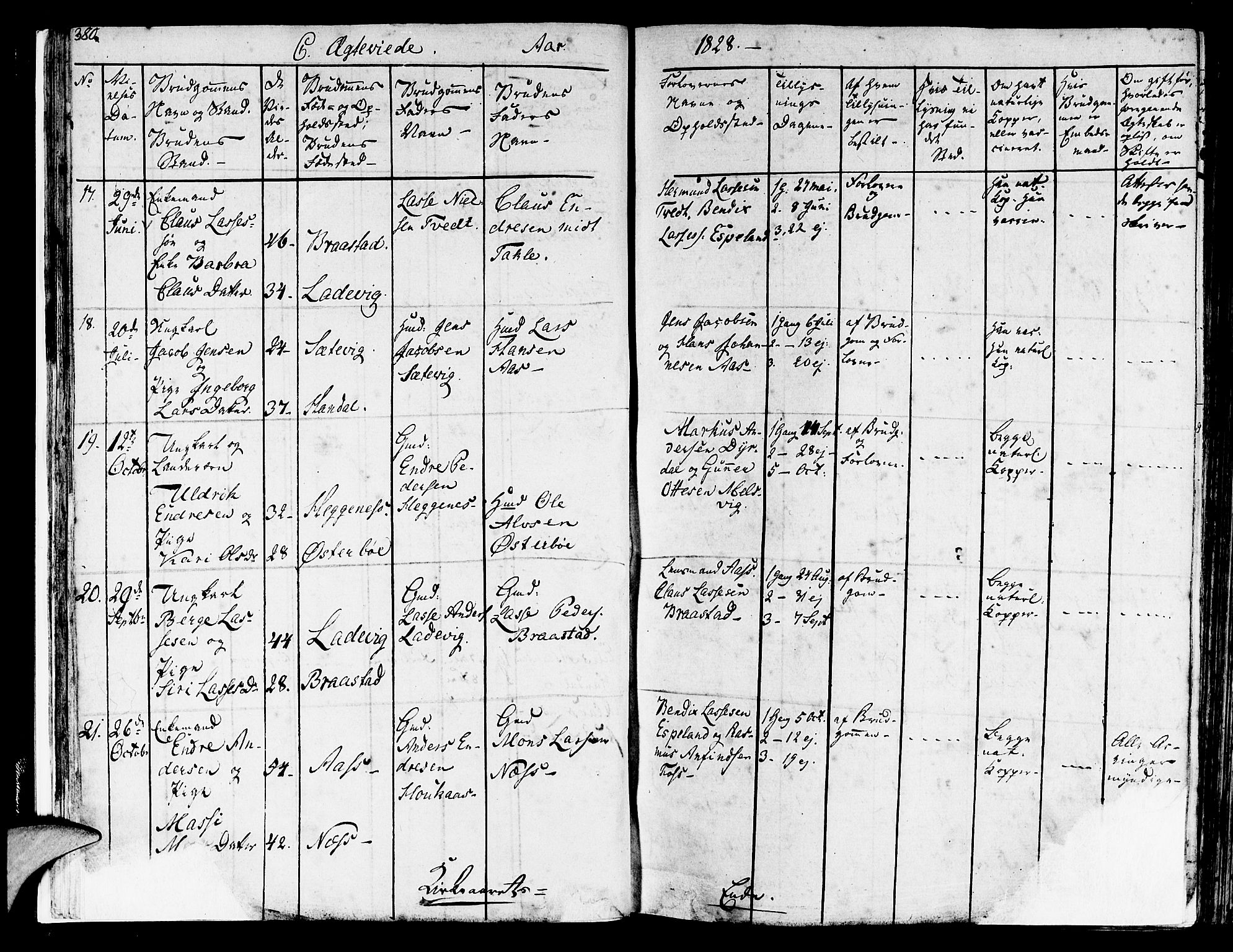 Lavik sokneprestembete, AV/SAB-A-80901: Parish register (official) no. A 2II, 1821-1842, p. 380