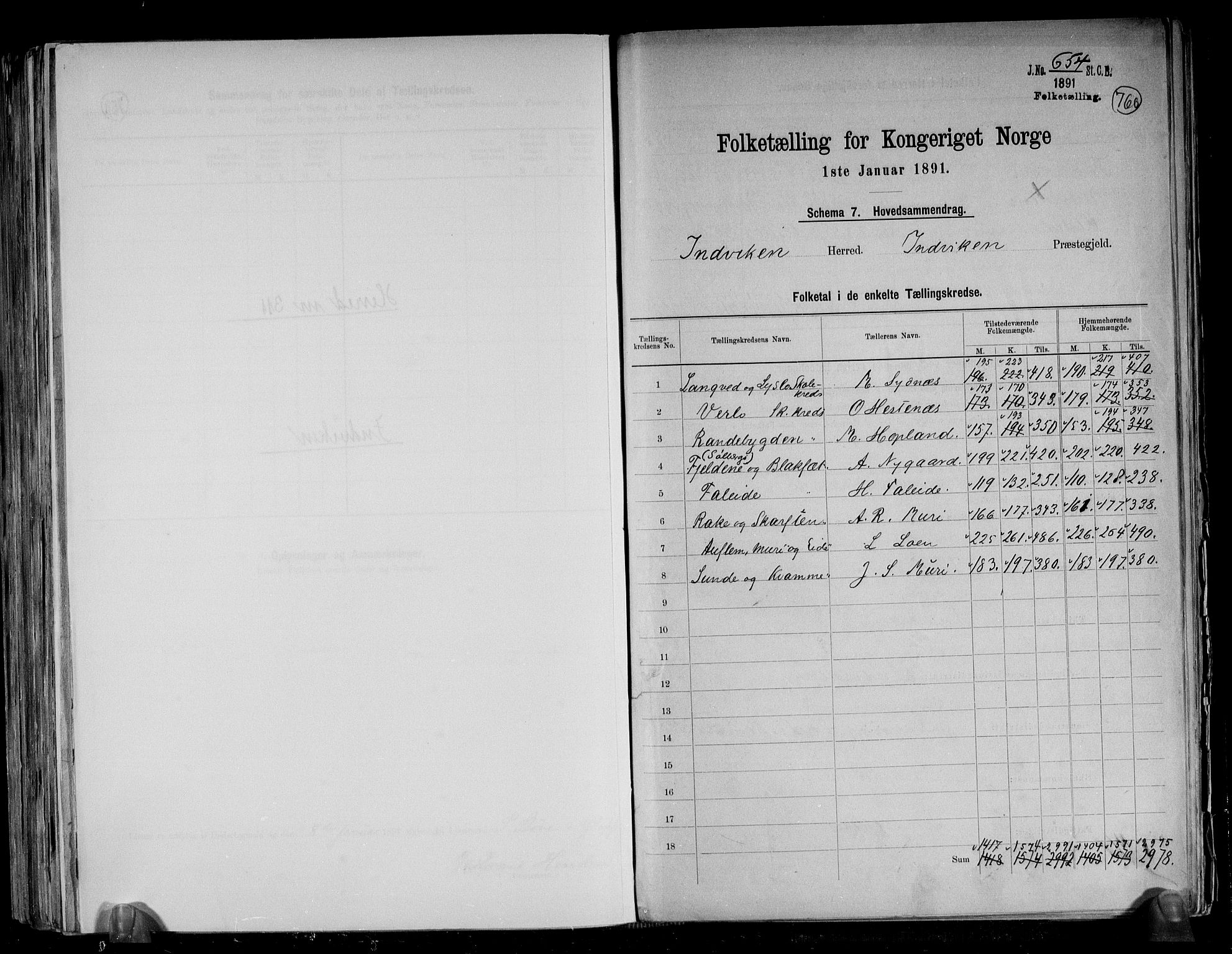 RA, 1891 census for 1447 Innvik, 1891, p. 2