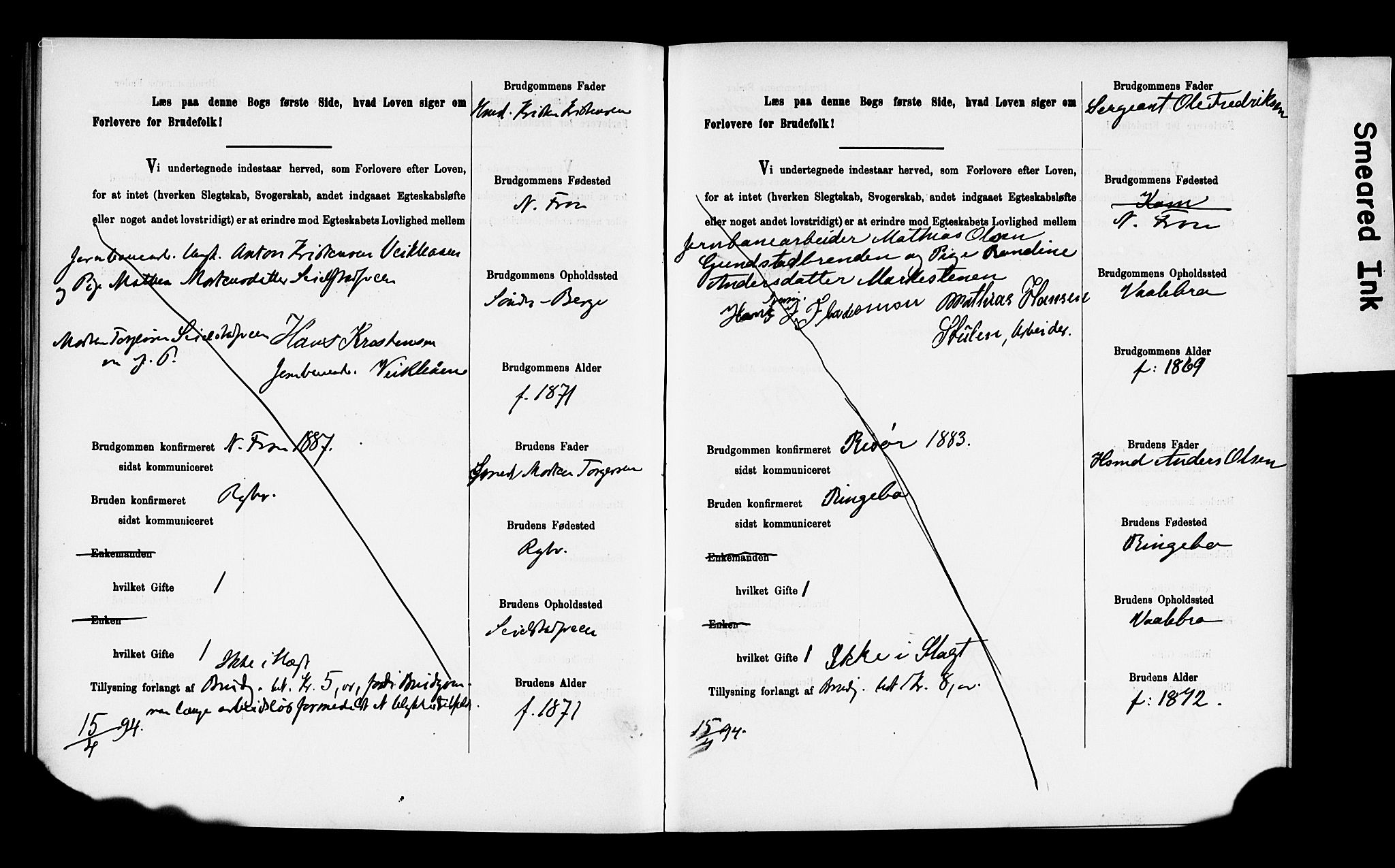 Ringebu prestekontor, AV/SAH-PREST-082/I/Ie: Banns register no. 2, 1886-1894