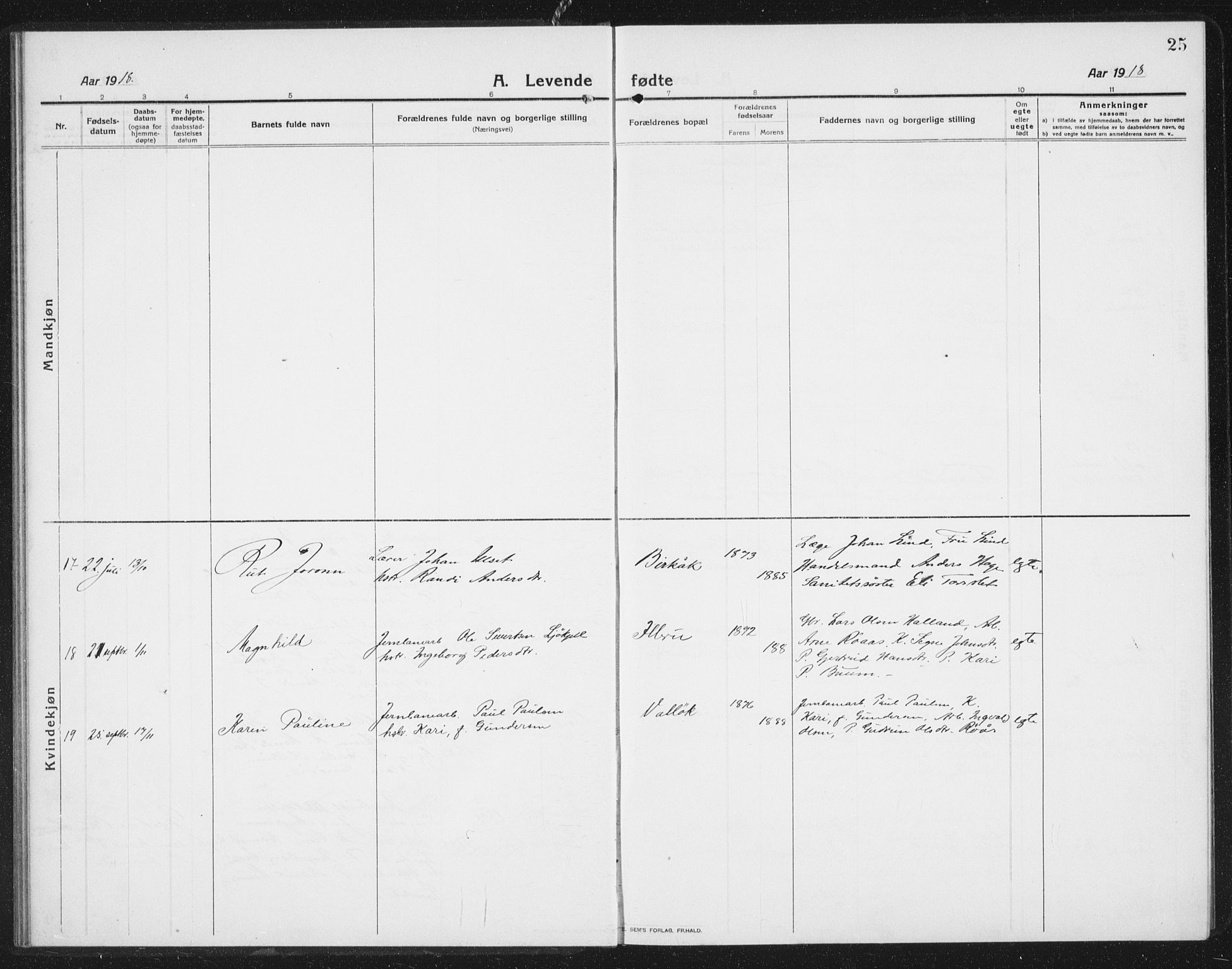 Ministerialprotokoller, klokkerbøker og fødselsregistre - Sør-Trøndelag, AV/SAT-A-1456/675/L0888: Parish register (copy) no. 675C01, 1913-1935, p. 25