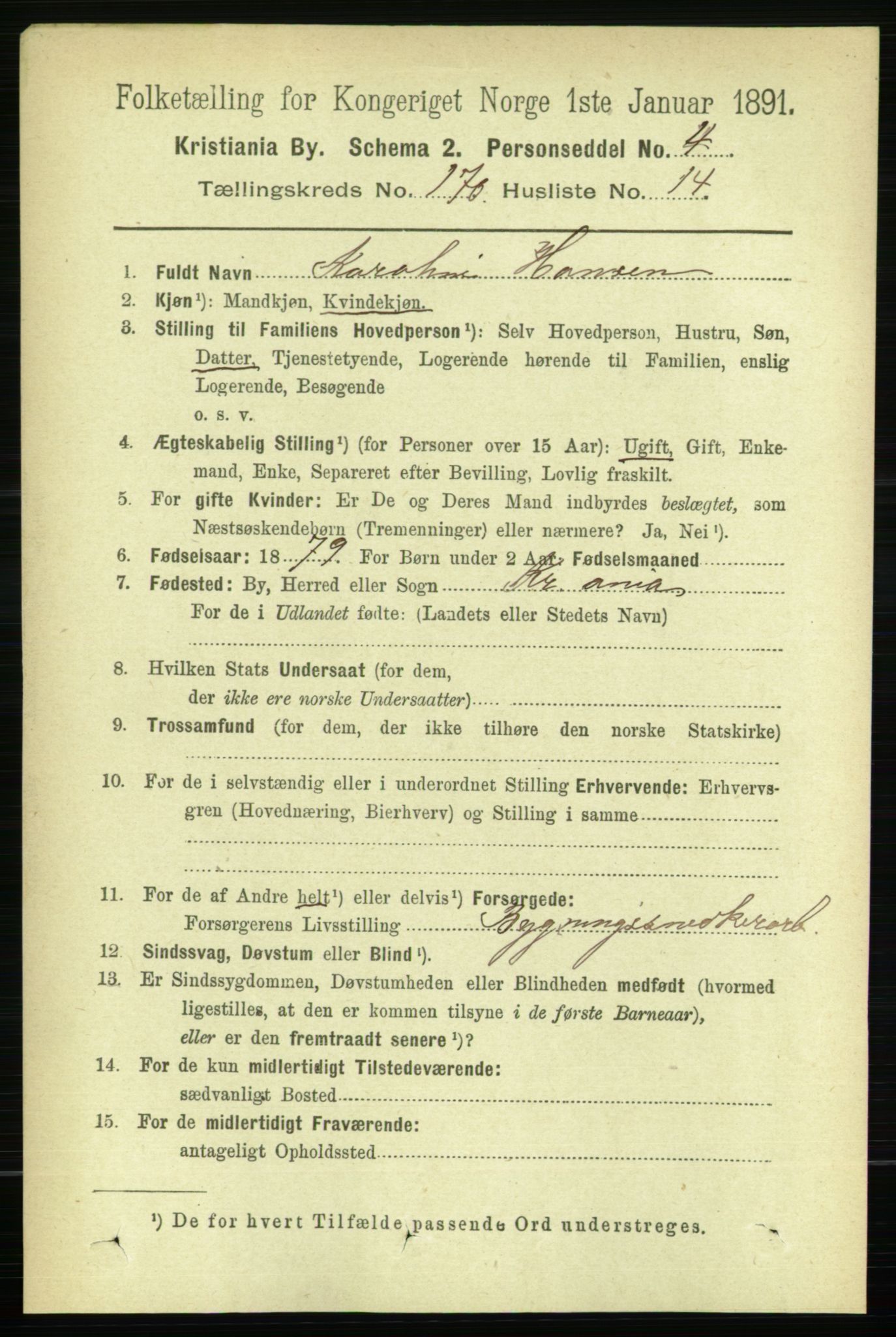 RA, 1891 census for 0301 Kristiania, 1891, p. 100210