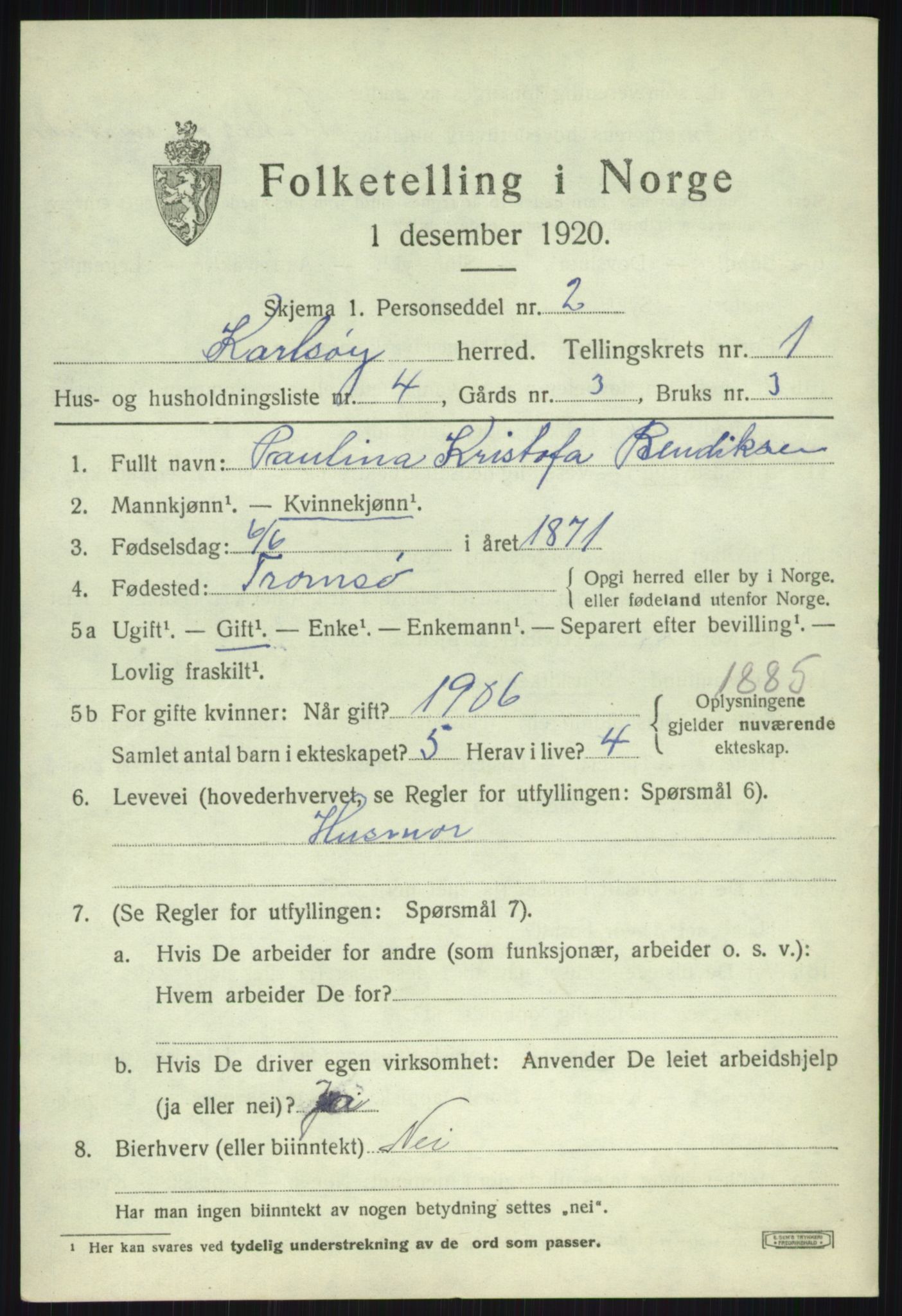 SATØ, 1920 census for Karlsøy, 1920, p. 782