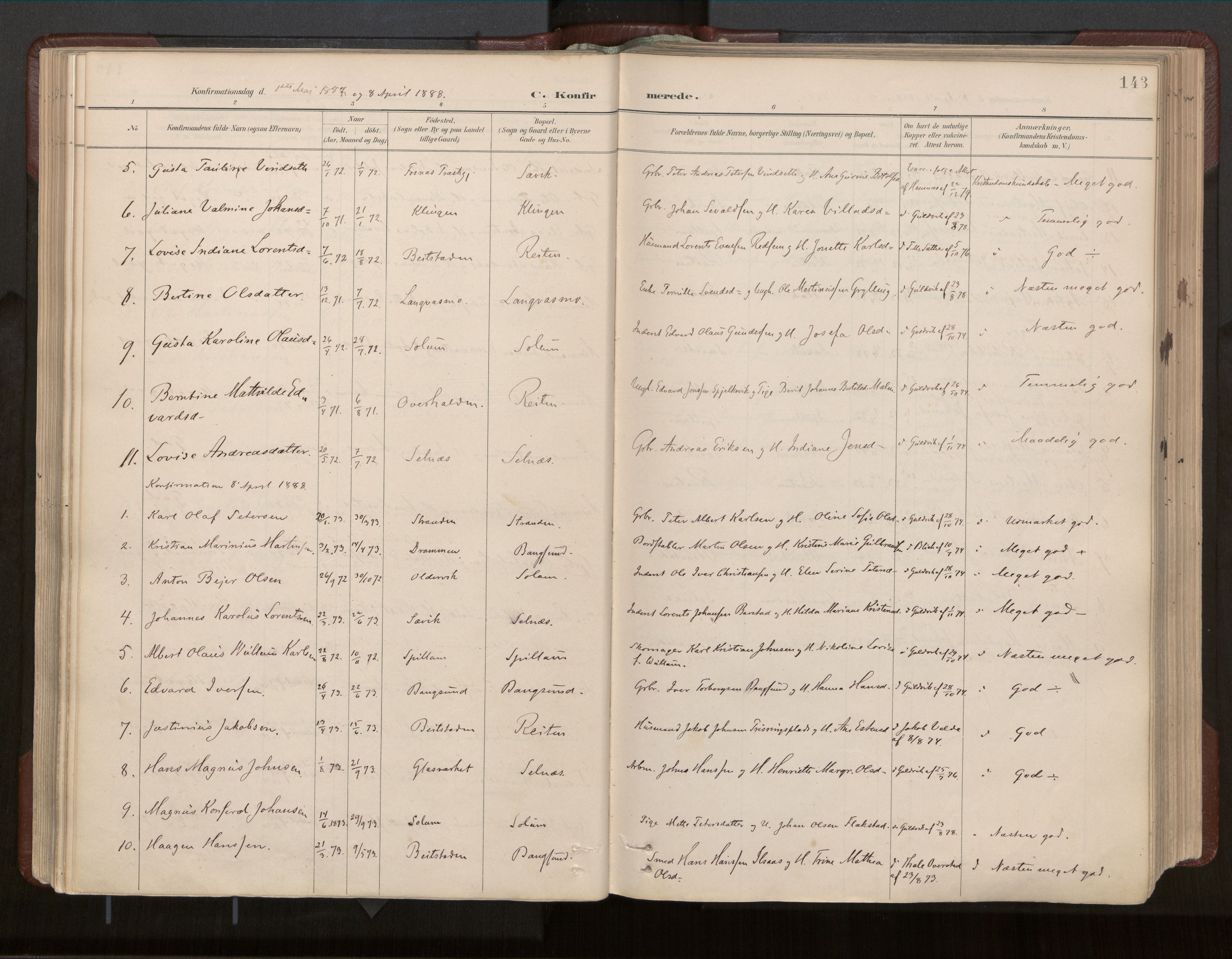 Ministerialprotokoller, klokkerbøker og fødselsregistre - Nord-Trøndelag, SAT/A-1458/770/L0589: Parish register (official) no. 770A03, 1887-1929, p. 143
