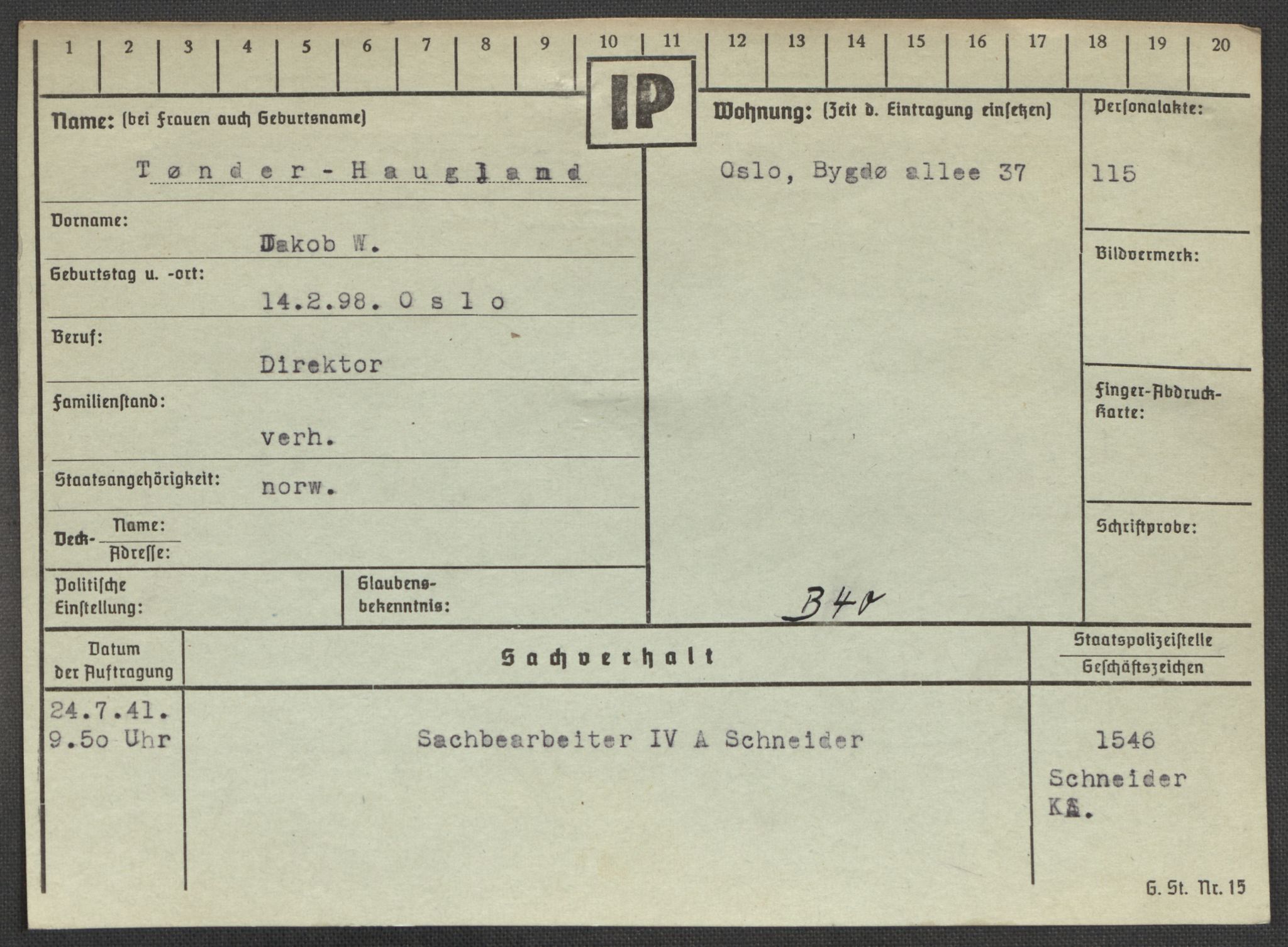 Befehlshaber der Sicherheitspolizei und des SD, RA/RAFA-5969/E/Ea/Eaa/L0010: Register over norske fanger i Møllergata 19: Sø-Å, 1940-1945, p. 576