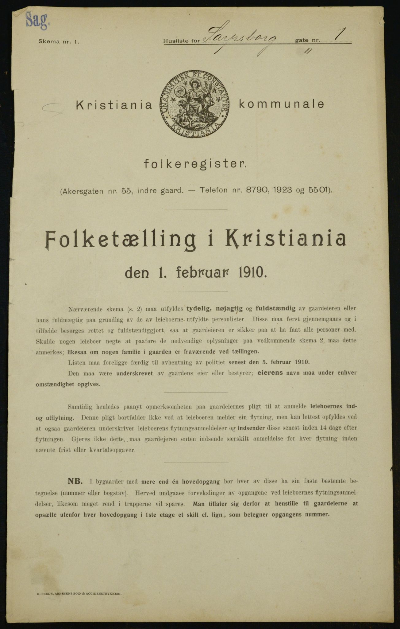 OBA, Municipal Census 1910 for Kristiania, 1910, p. 85152