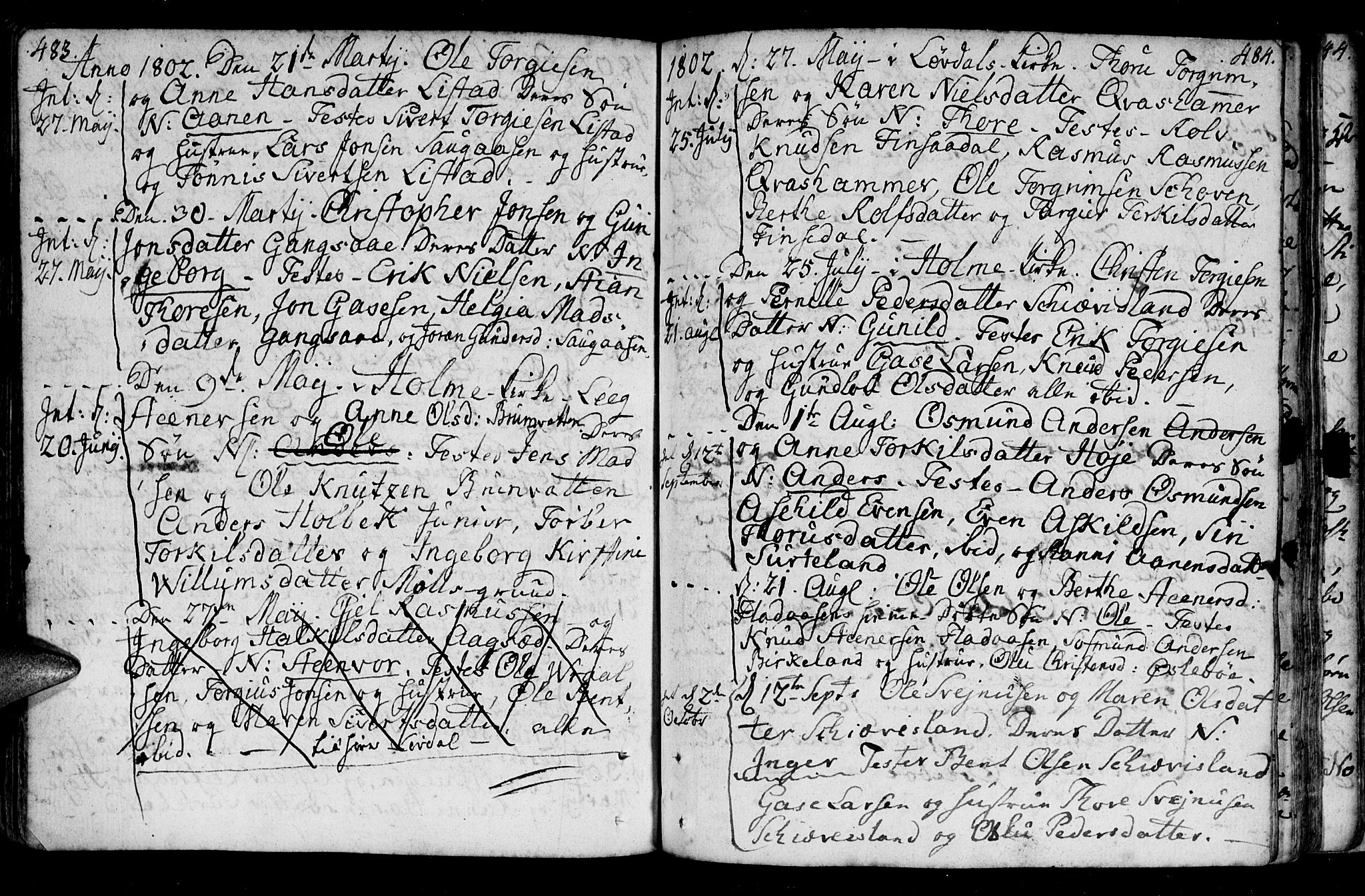 Holum sokneprestkontor, SAK/1111-0022/F/Fa/Fac/L0001: Parish register (official) no. A 1, 1773-1820, p. 483-484
