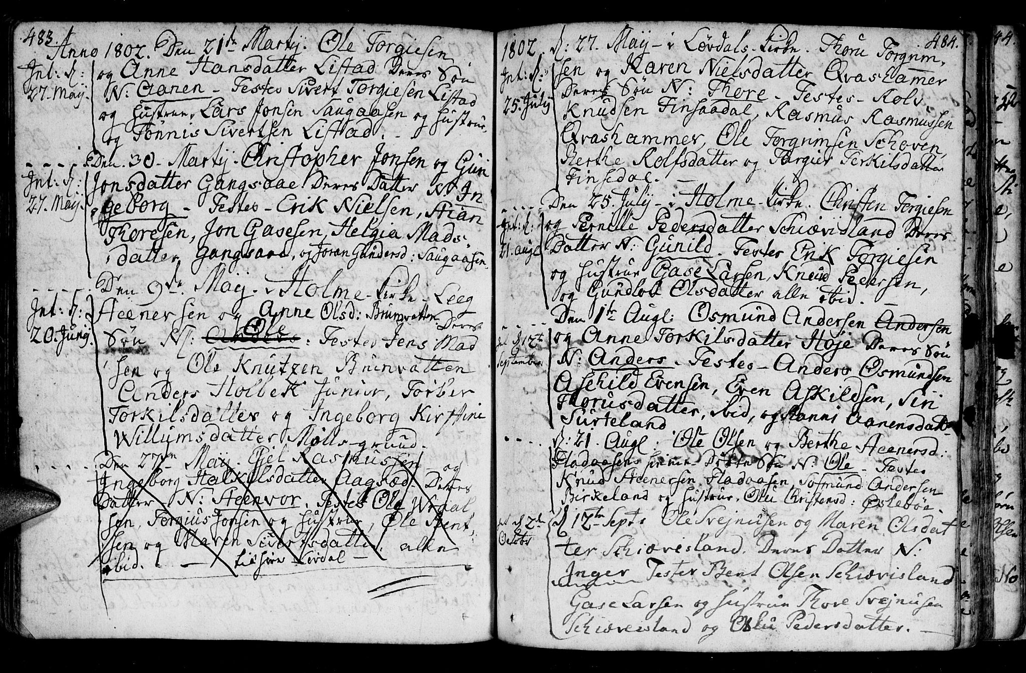 Holum sokneprestkontor, AV/SAK-1111-0022/F/Fa/Fac/L0001: Parish register (official) no. A 1, 1773-1820, p. 483-484