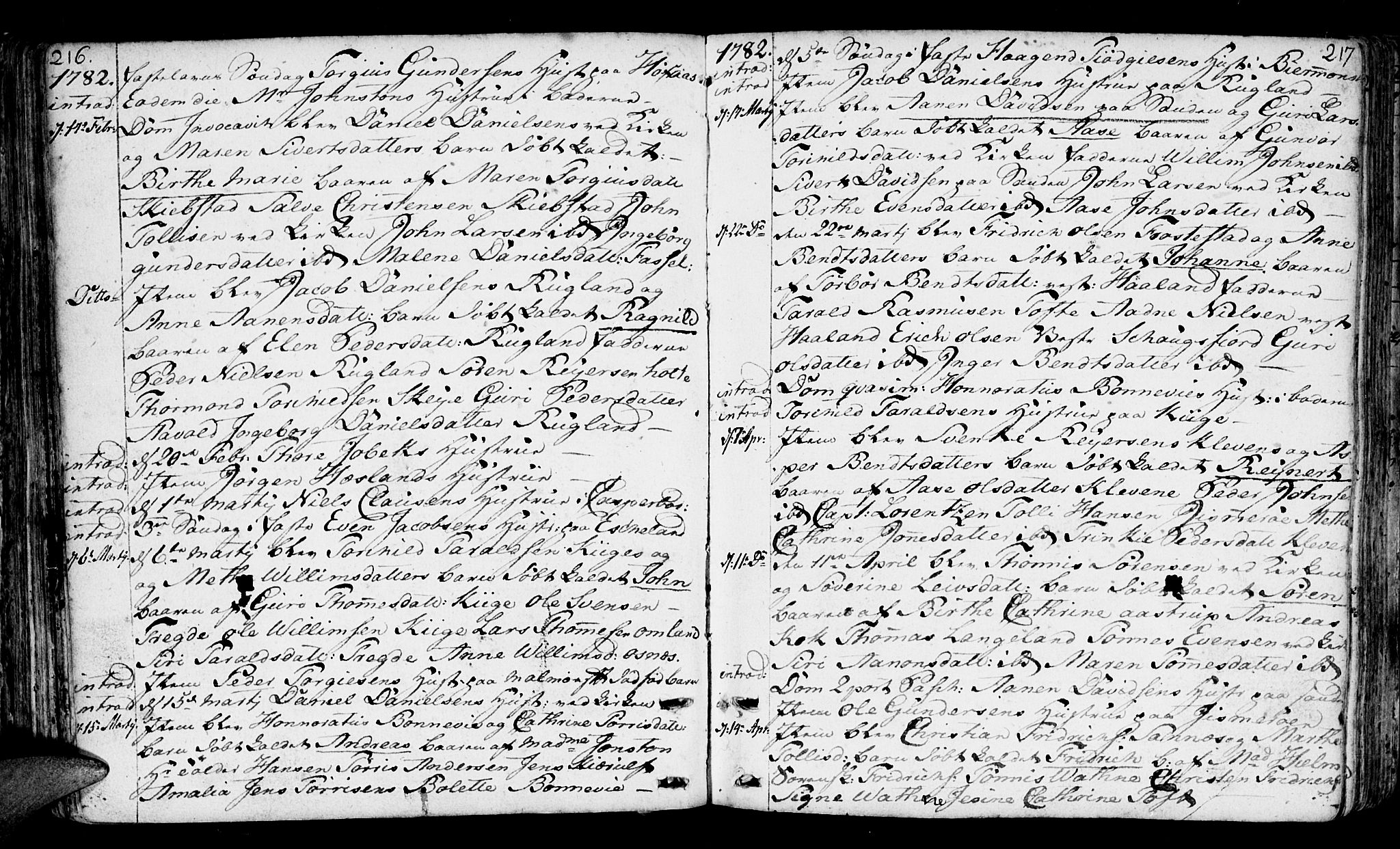 Mandal sokneprestkontor, SAK/1111-0030/F/Fa/Faa/L0003: Parish register (official) no. A 3, 1748-1794, p. 216-217