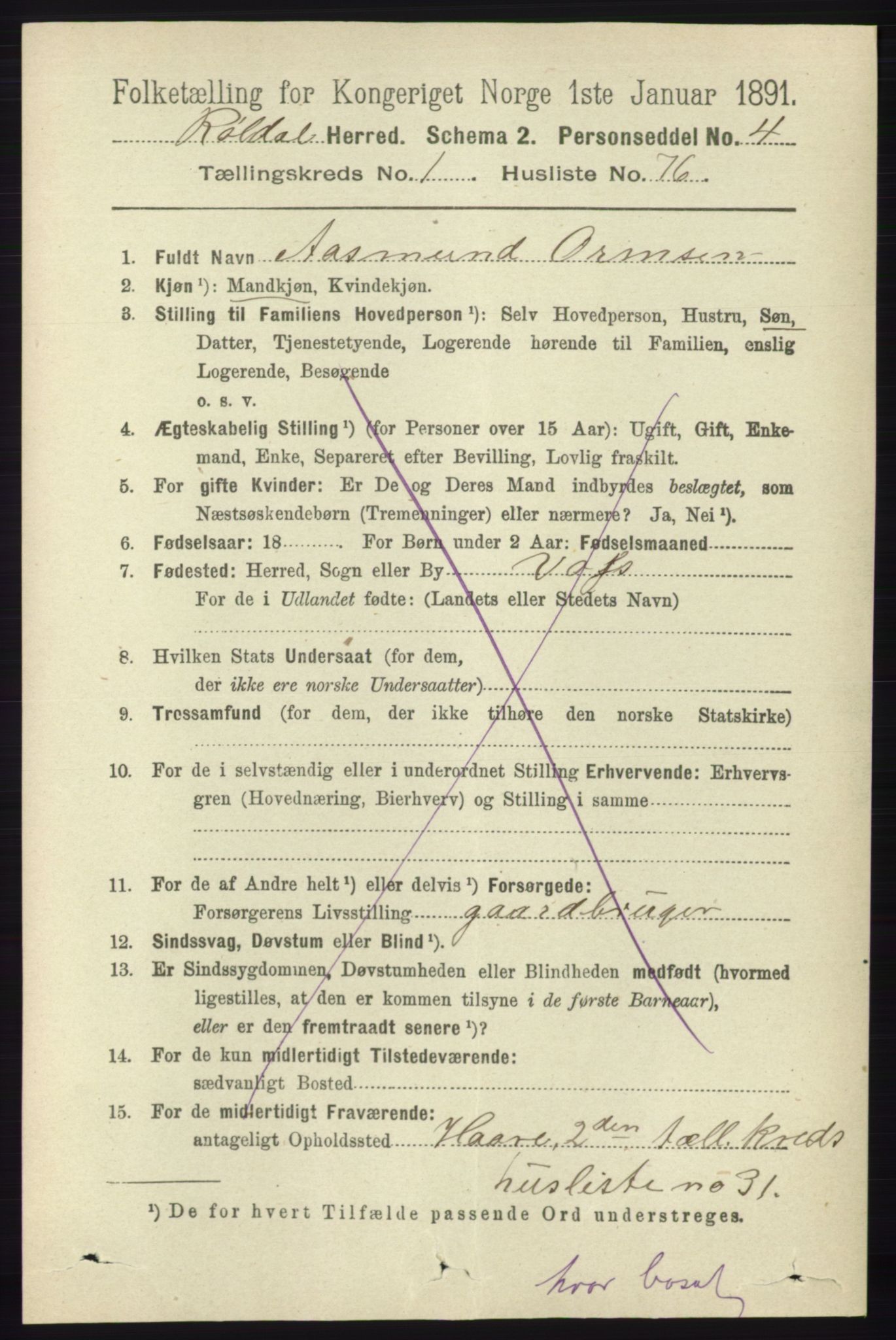 RA, 1891 census for 1229 Røldal, 1891, p. 469