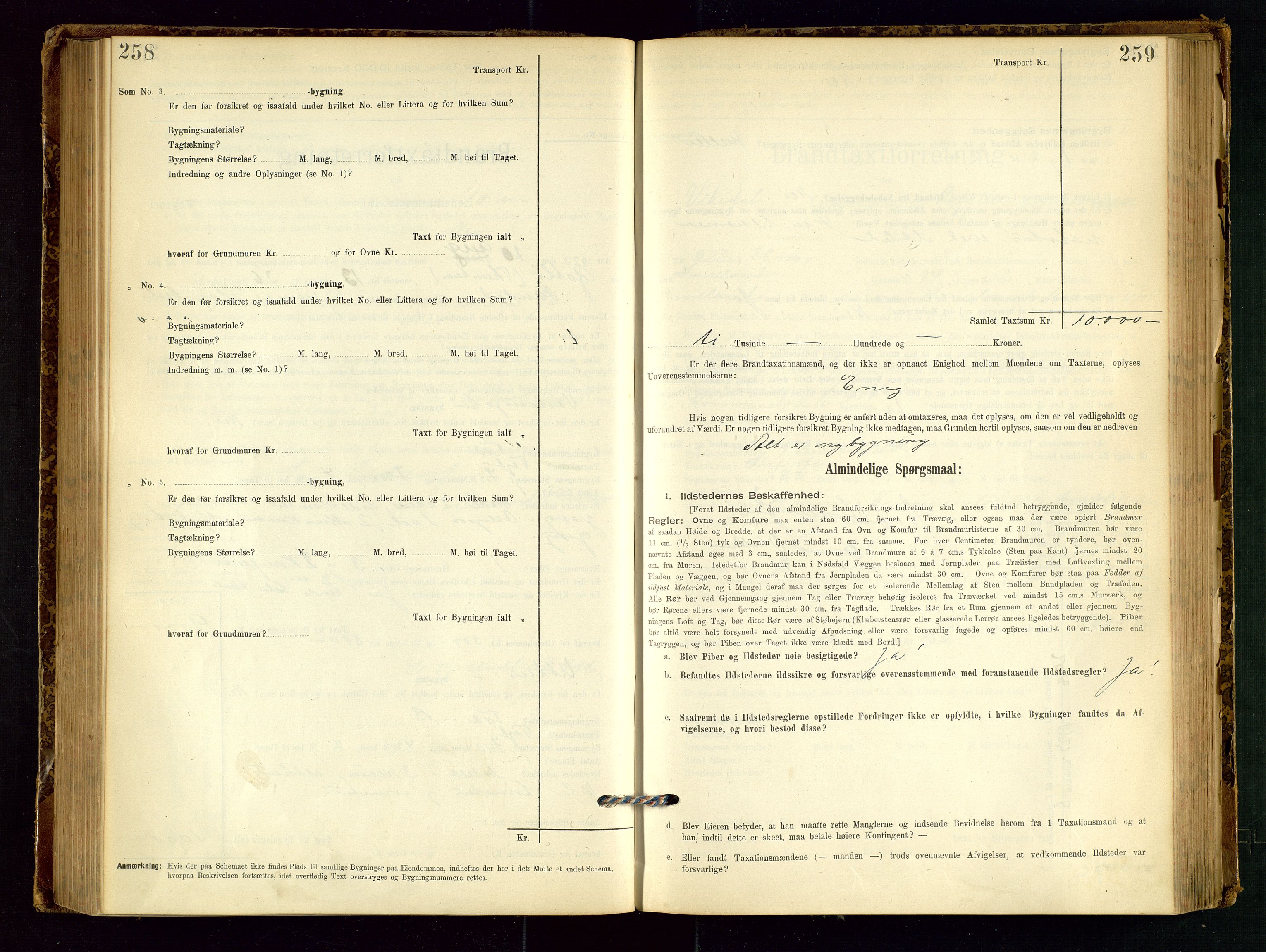 Vikedal lensmannskontor, AV/SAST-A-100179/Gob/L0004: Branntakstprotokoll, 1894-1952, p. 258-259