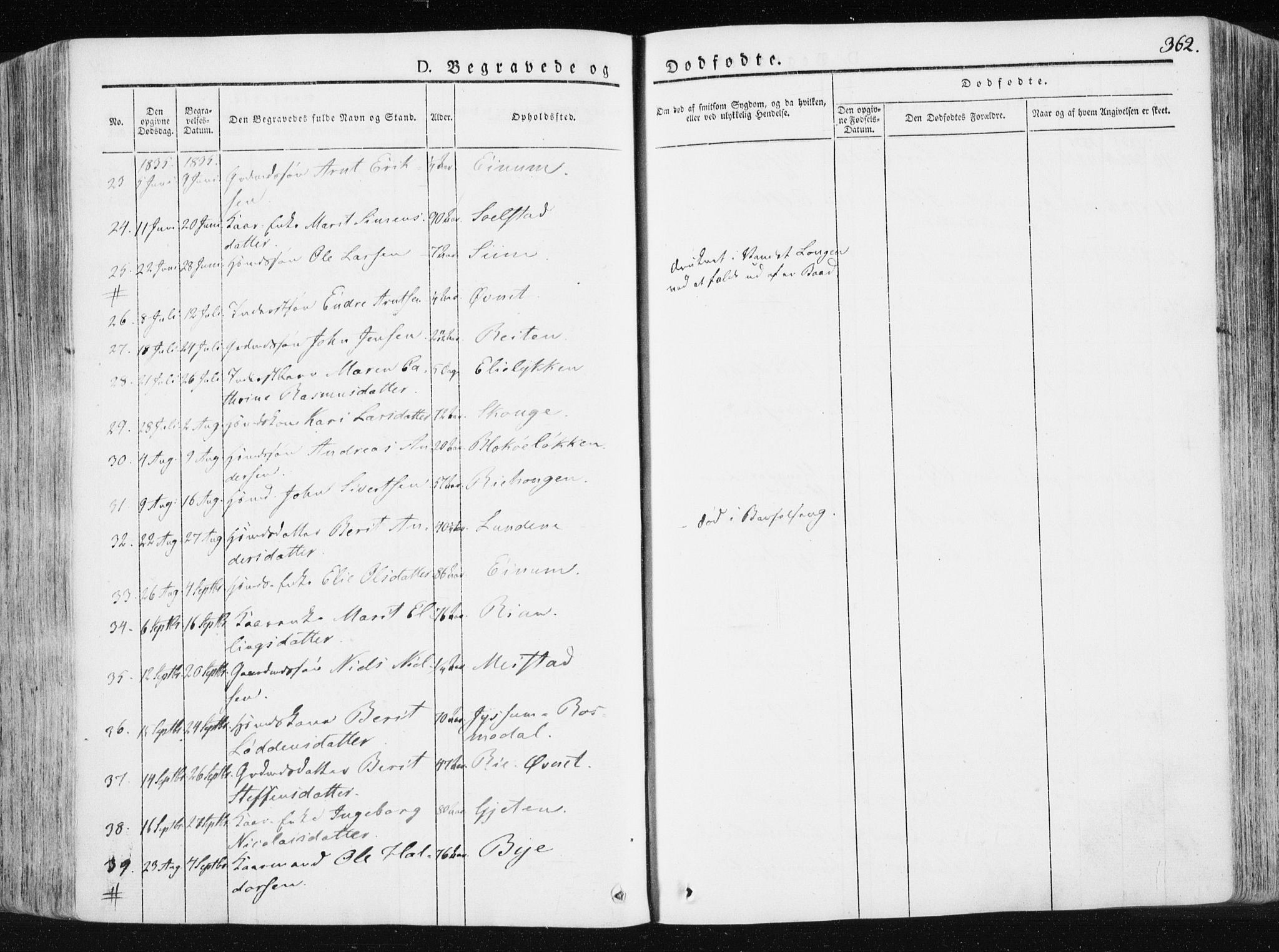 Ministerialprotokoller, klokkerbøker og fødselsregistre - Sør-Trøndelag, SAT/A-1456/665/L0771: Parish register (official) no. 665A06, 1830-1856, p. 362