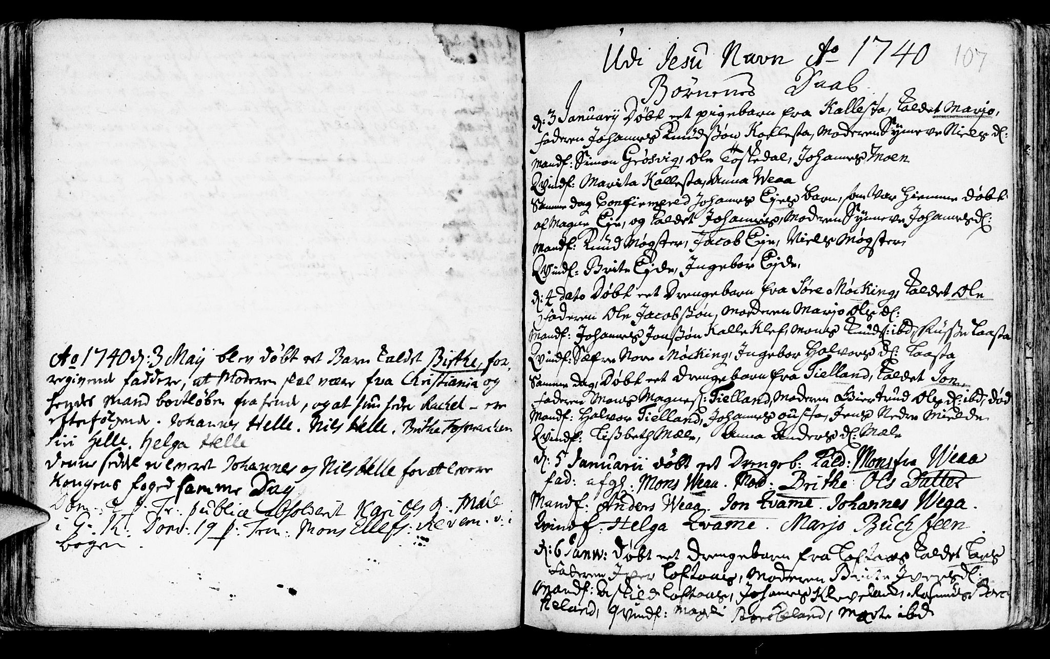 Haus sokneprestembete, SAB/A-75601/H/Haa: Parish register (official) no. A 5, 1733-1747, p. 107