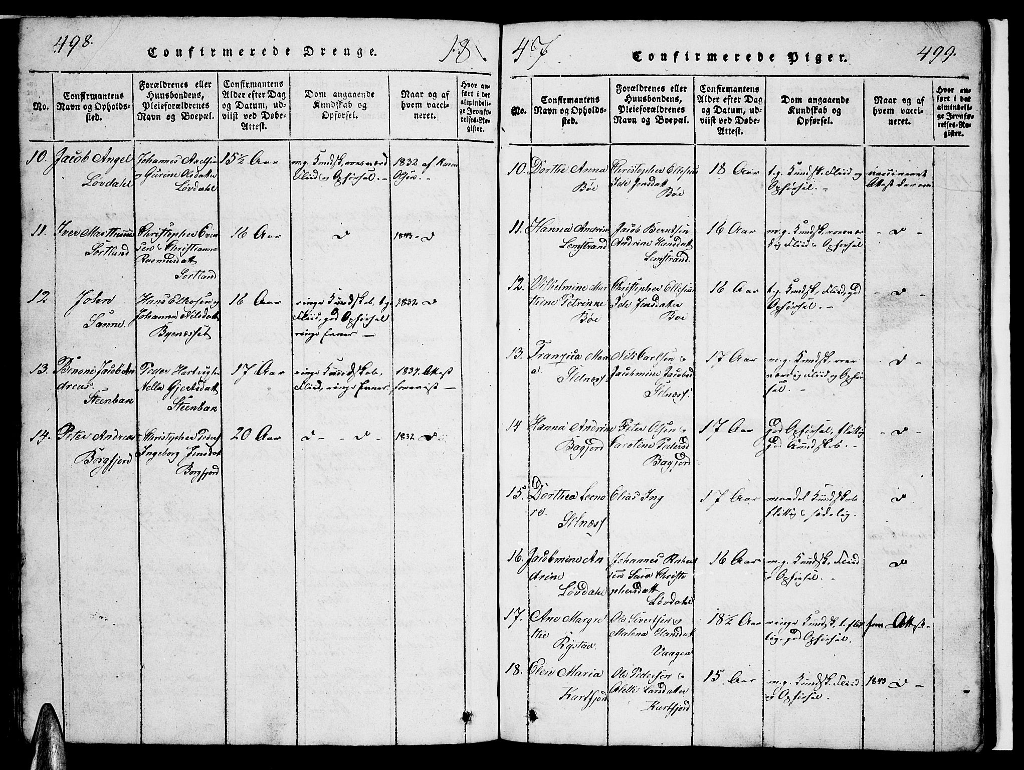 Ministerialprotokoller, klokkerbøker og fødselsregistre - Nordland, AV/SAT-A-1459/880/L1139: Parish register (copy) no. 880C01, 1836-1857, p. 498-499