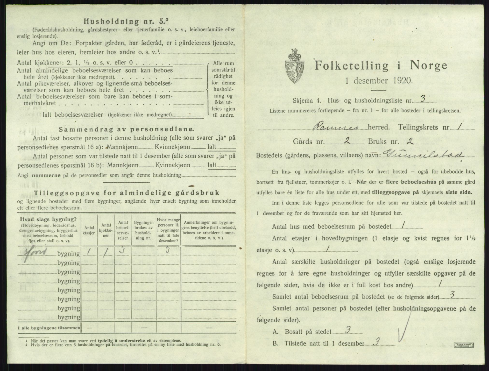 SAKO, 1920 census for Ramnes, 1920, p. 37