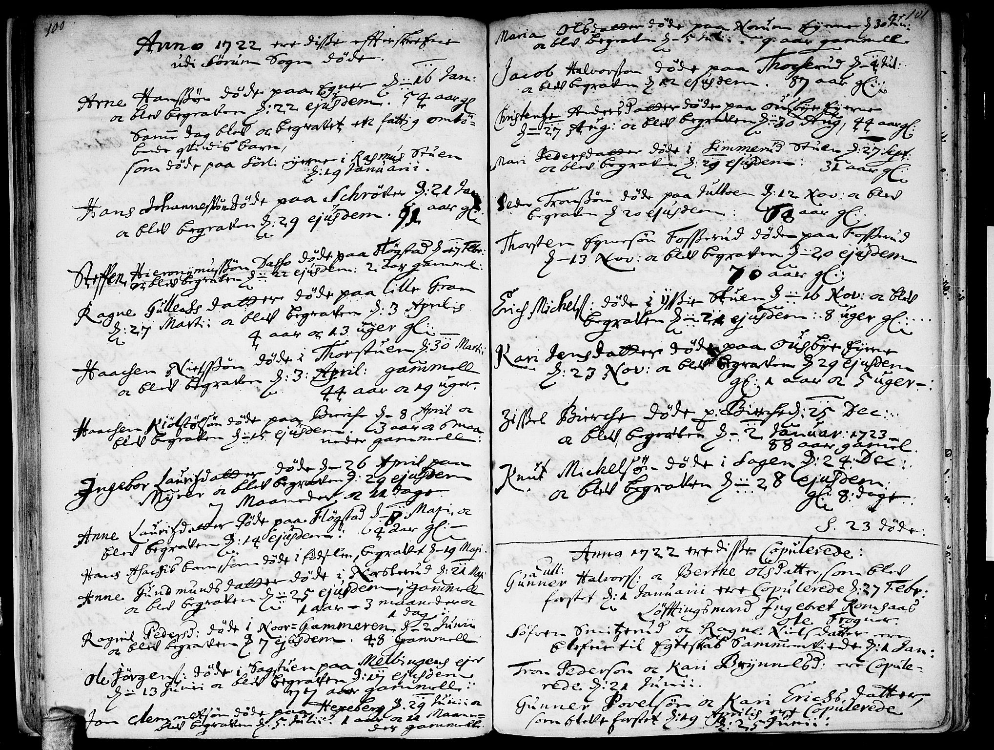 Sørum prestekontor Kirkebøker, SAO/A-10303/F/Fa/L0001: Parish register (official) no. I 1, 1710-1730, p. 100-101