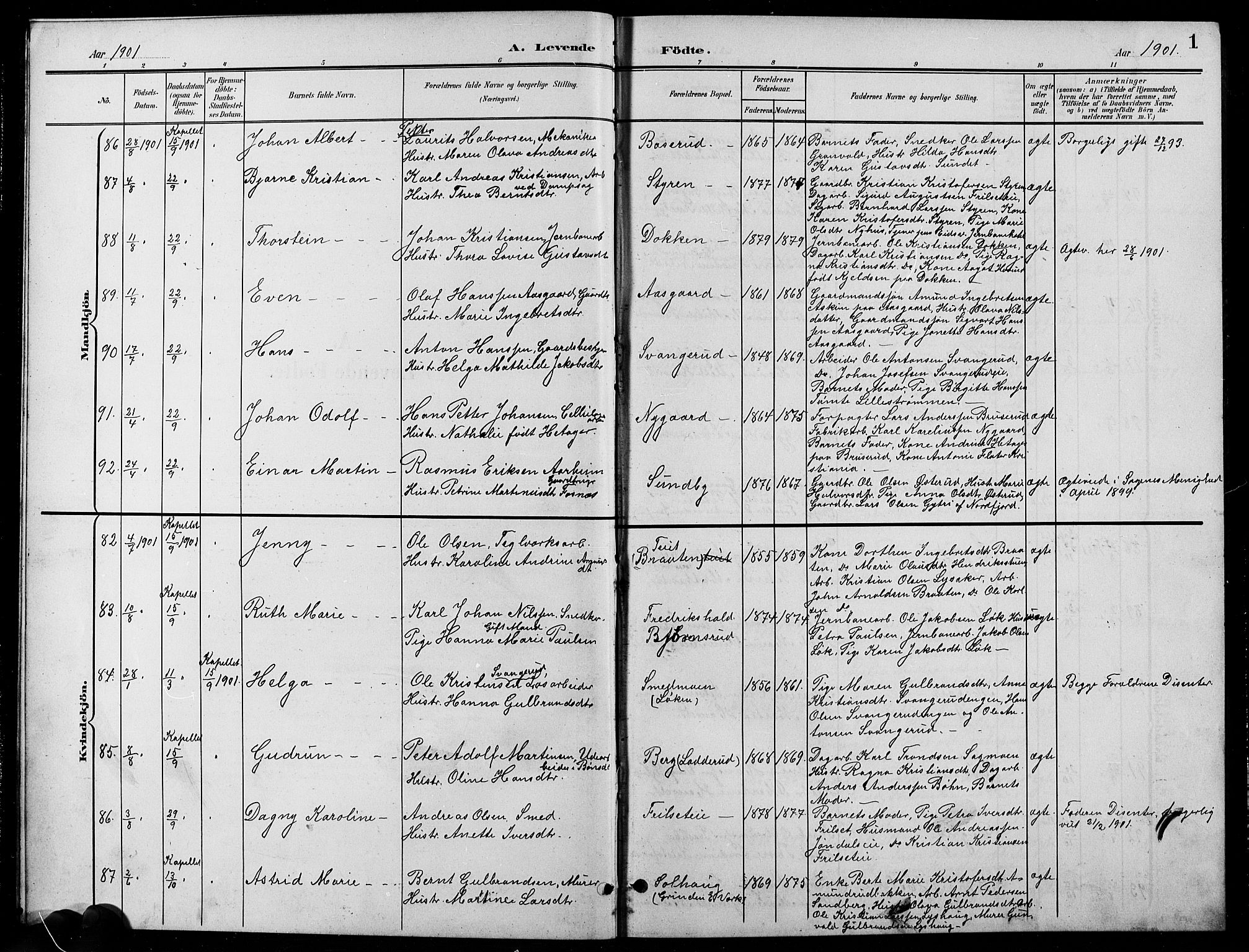 Eidsvoll prestekontor Kirkebøker, SAO/A-10888/G/Ga/L0007: Parish register (copy) no. I 7, 1901-1909, p. 1