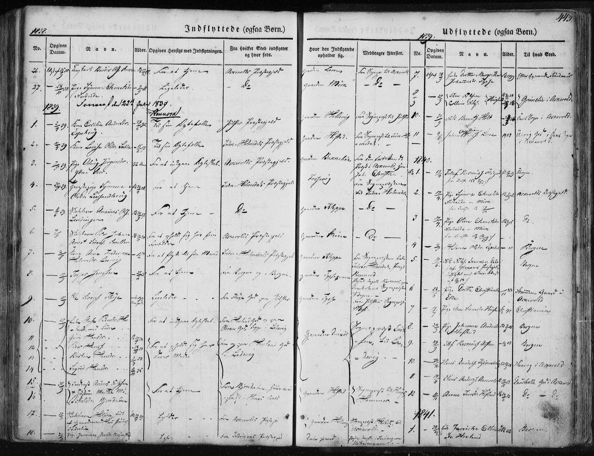 Fjaler sokneprestembete, AV/SAB-A-79801/H/Haa/Haaa/L0006: Parish register (official) no. A 6, 1835-1884, p. 443